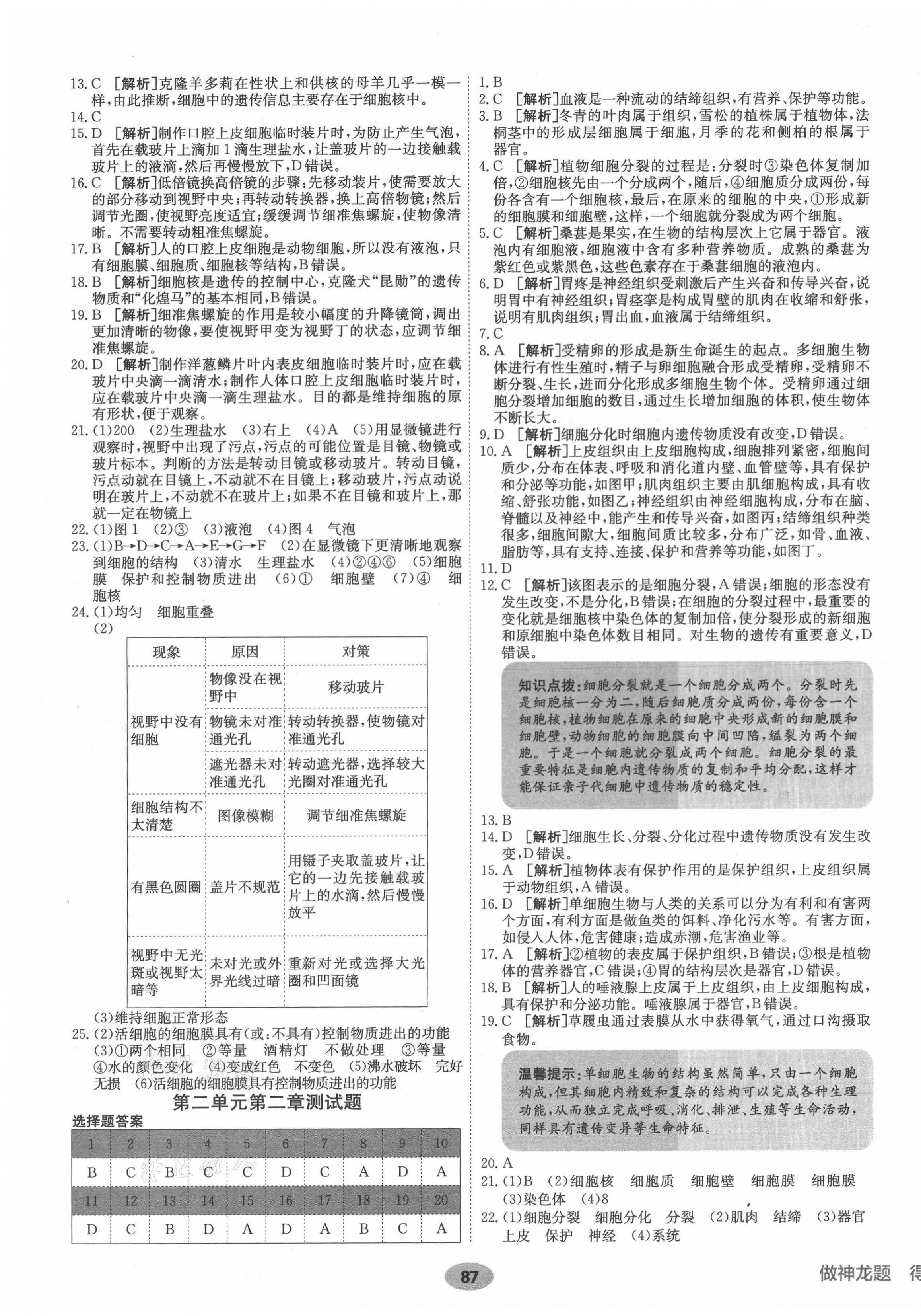 2021年海淀单元测试AB卷七年级生物上册人教版 第3页