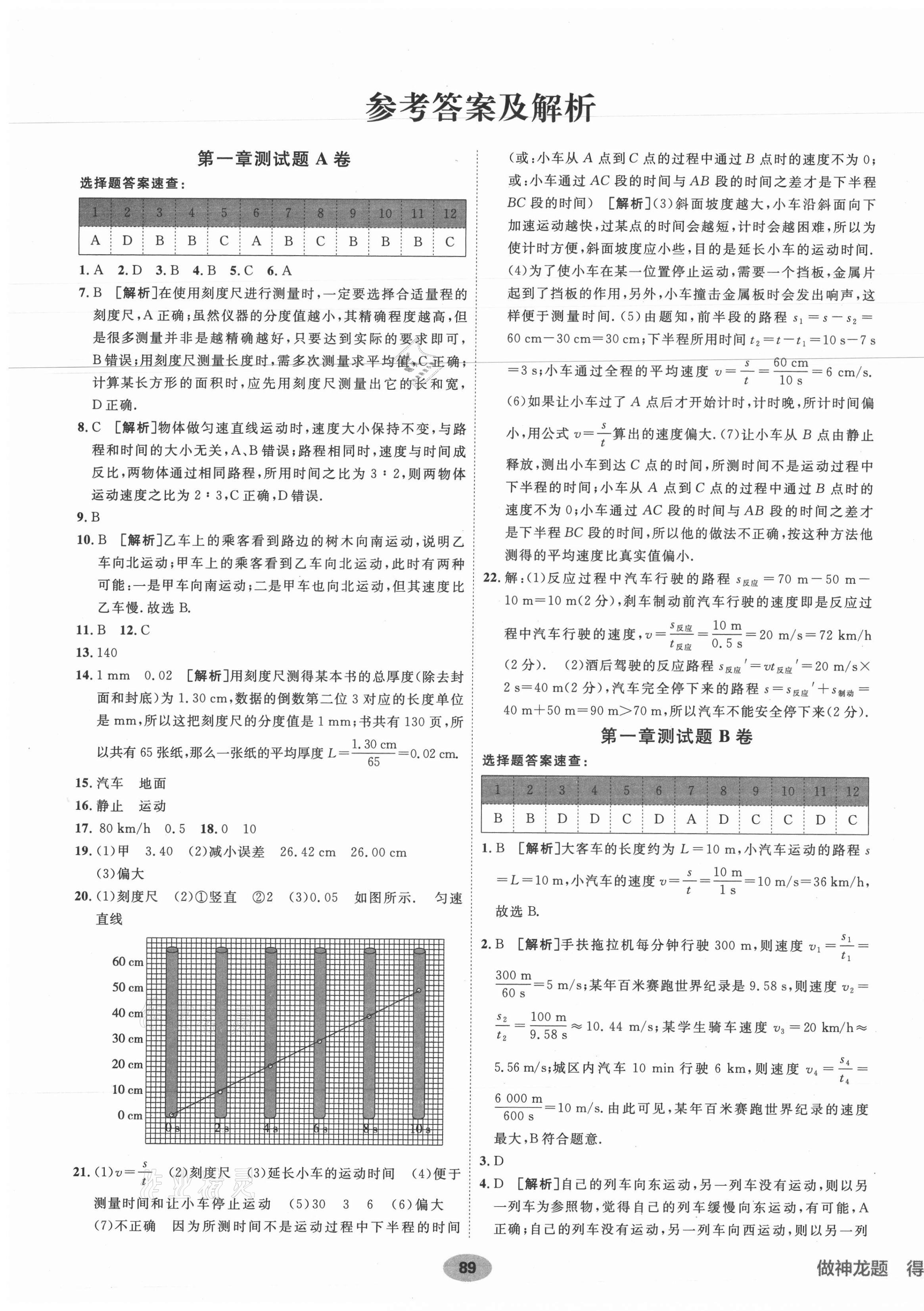 2021年海淀單元測試AB卷八年級物理上冊人教版 第1頁