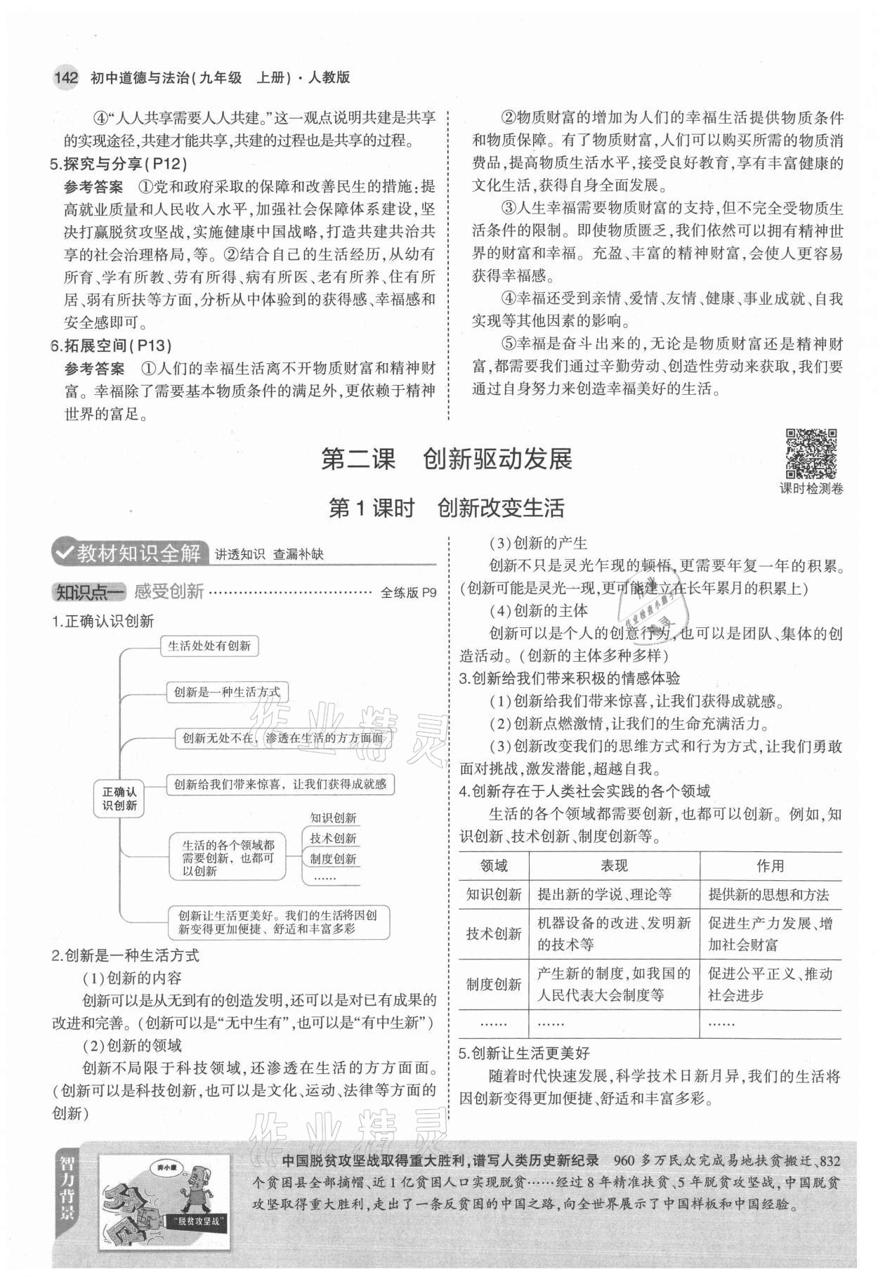 2021年教材課本九年級(jí)道德與法治上冊人教版 參考答案第8頁