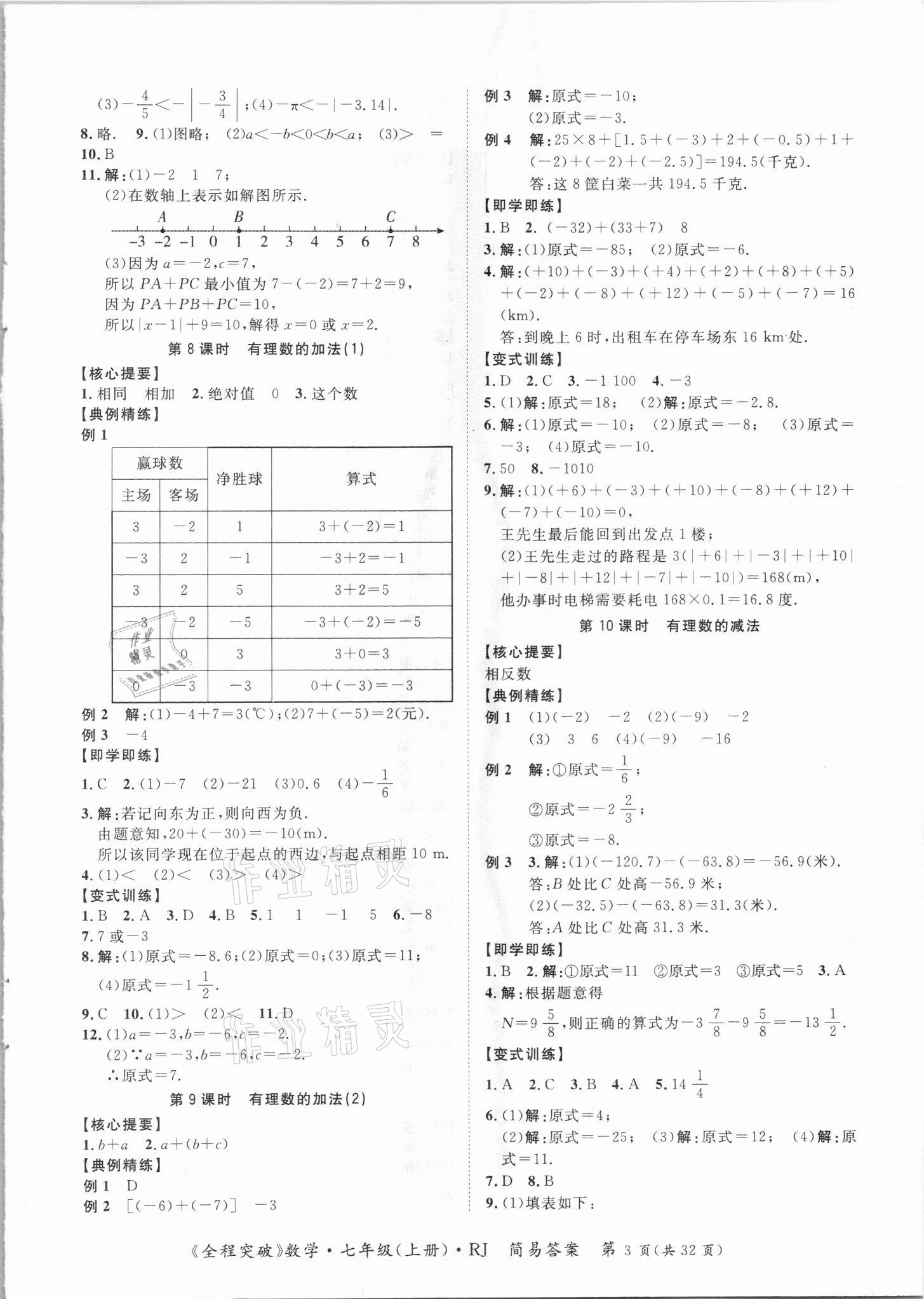 2021年全程突破七年級(jí)數(shù)學(xué)上冊(cè)人教版 第3頁(yè)