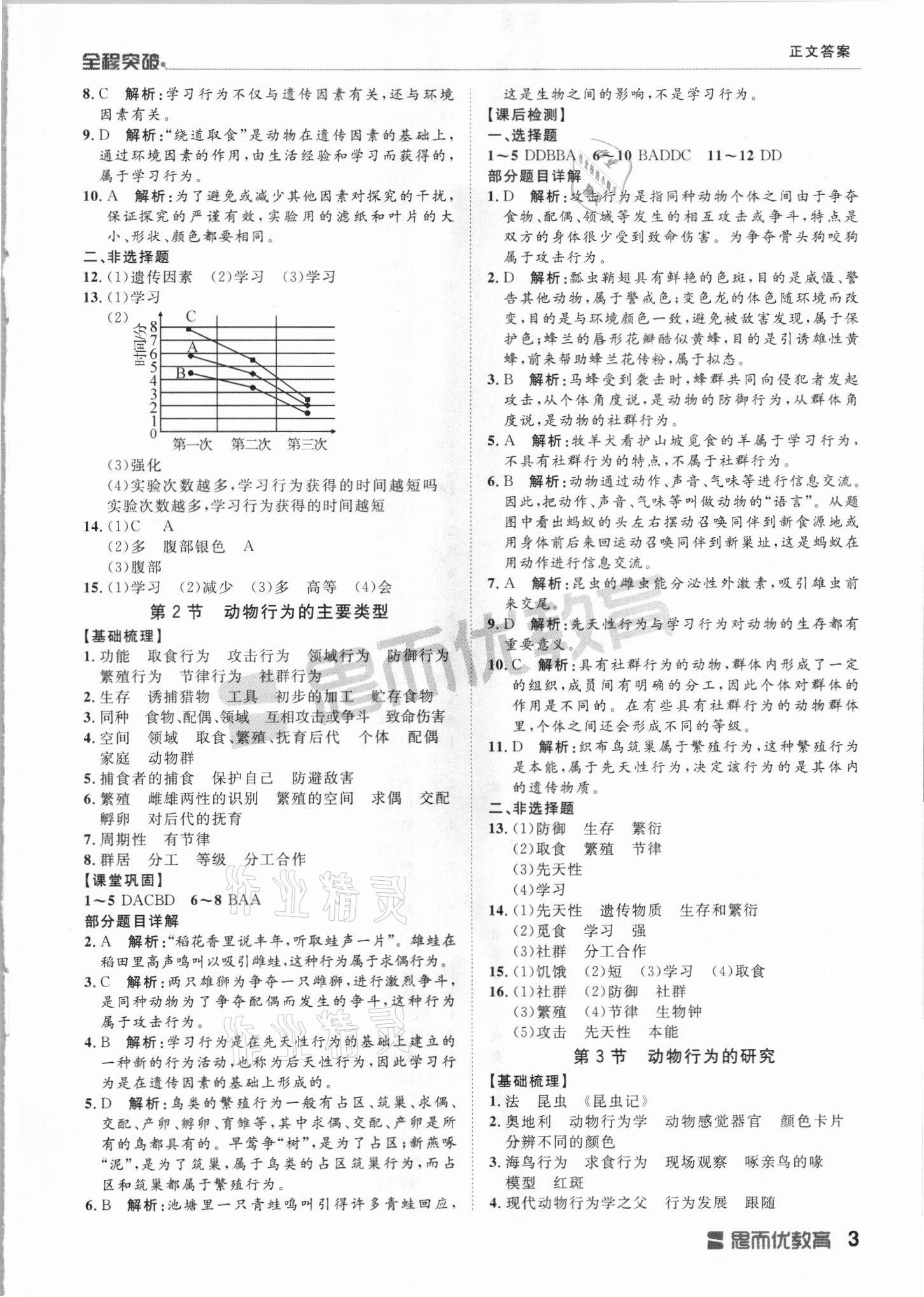 2021年全程突破八年级生物全一册北师大版 第3页