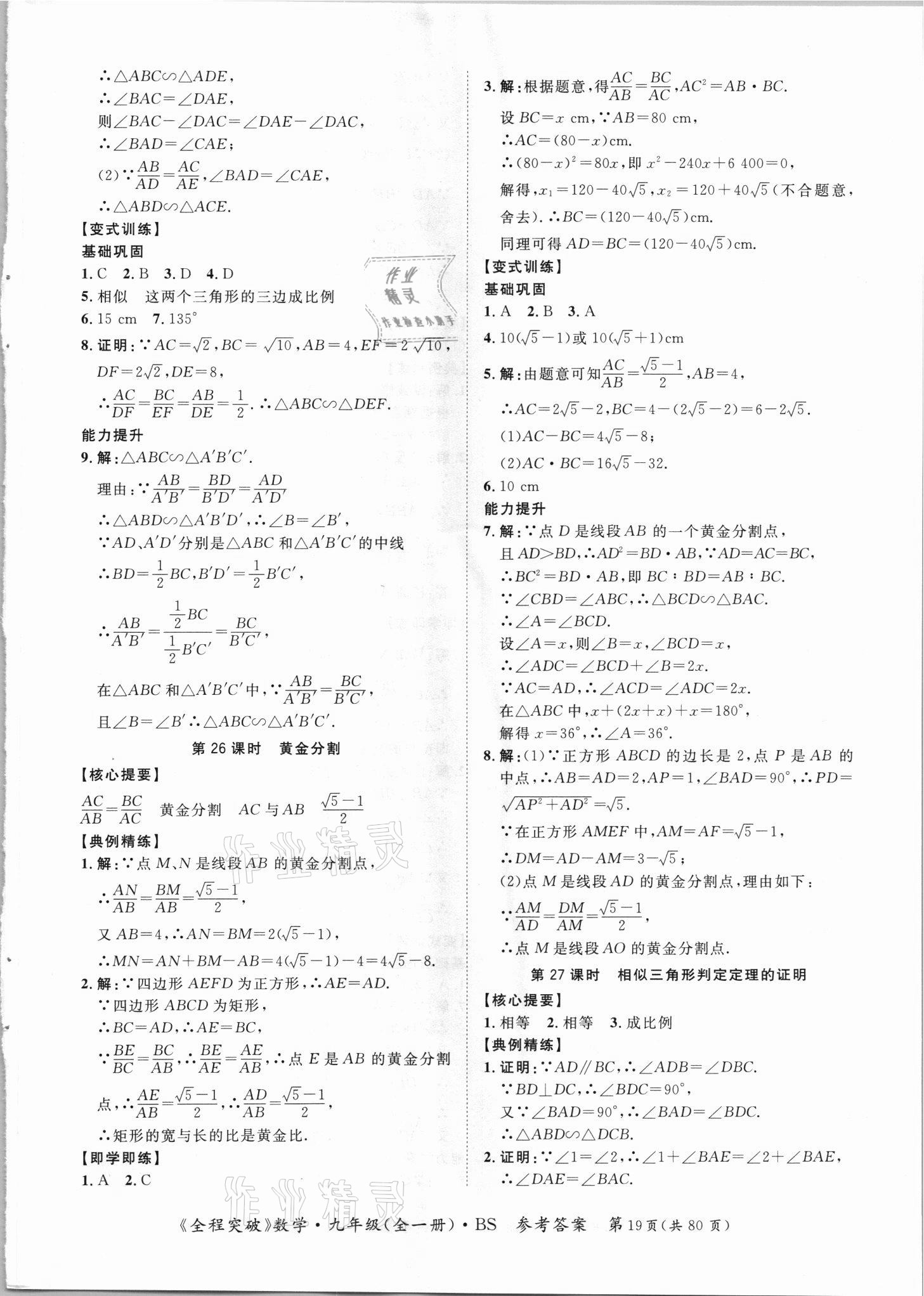 2021年全程突破九年级数学全一册北师大版 第19页