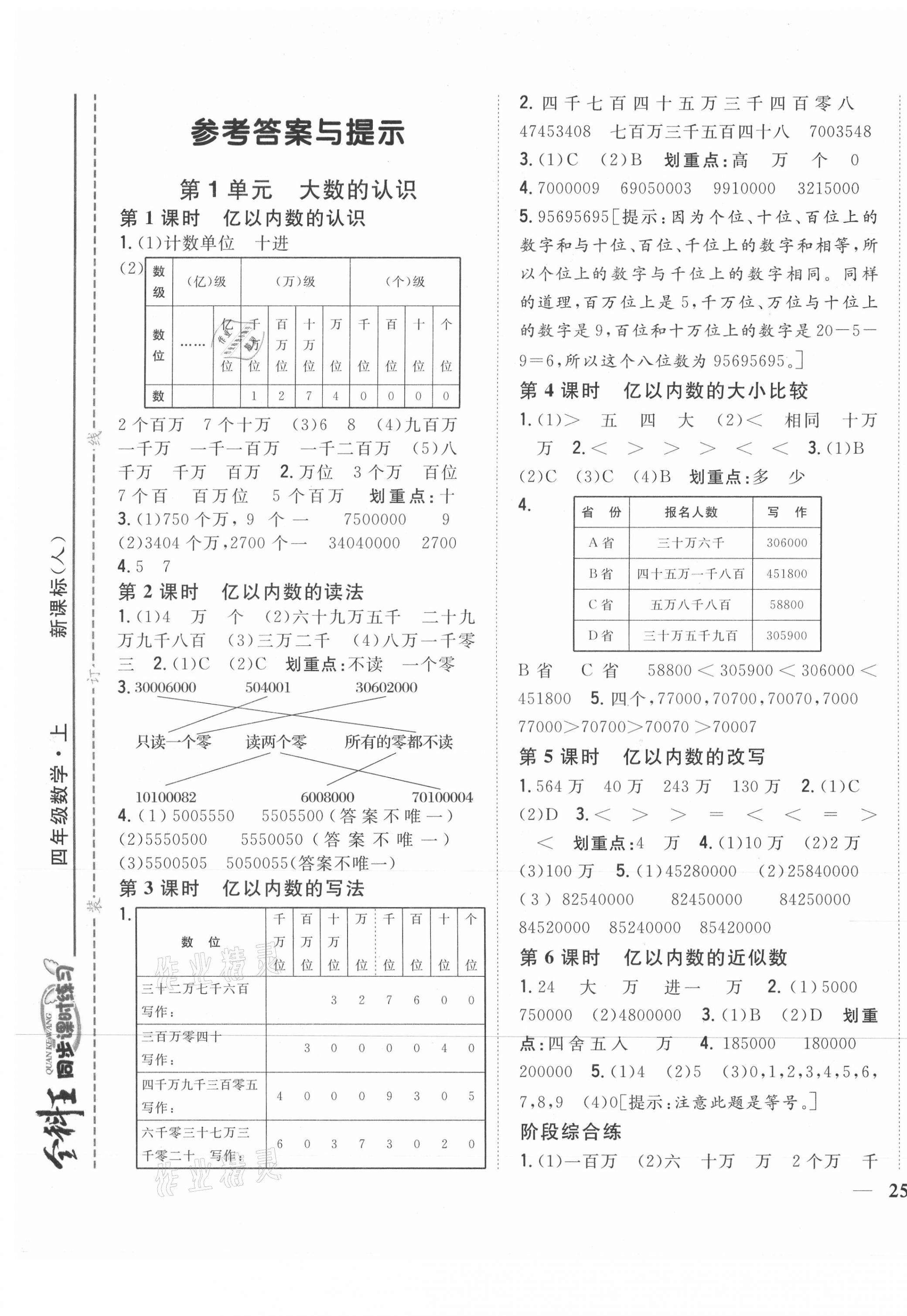 2021年全科王同步课时练习四年级数学上册人教版 第1页