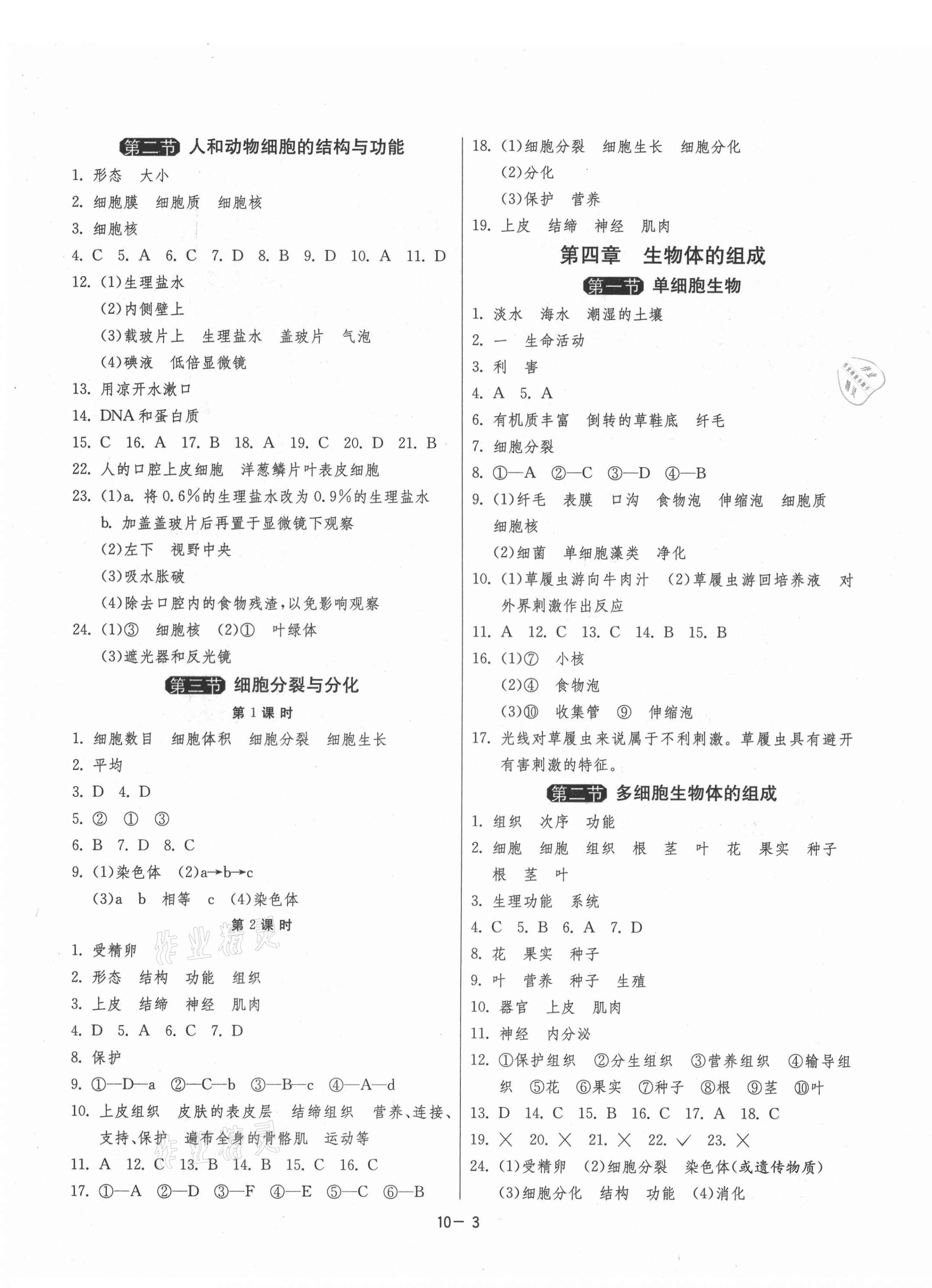 2021年1课3练单元达标测试七年级生物上册苏教版 第3页