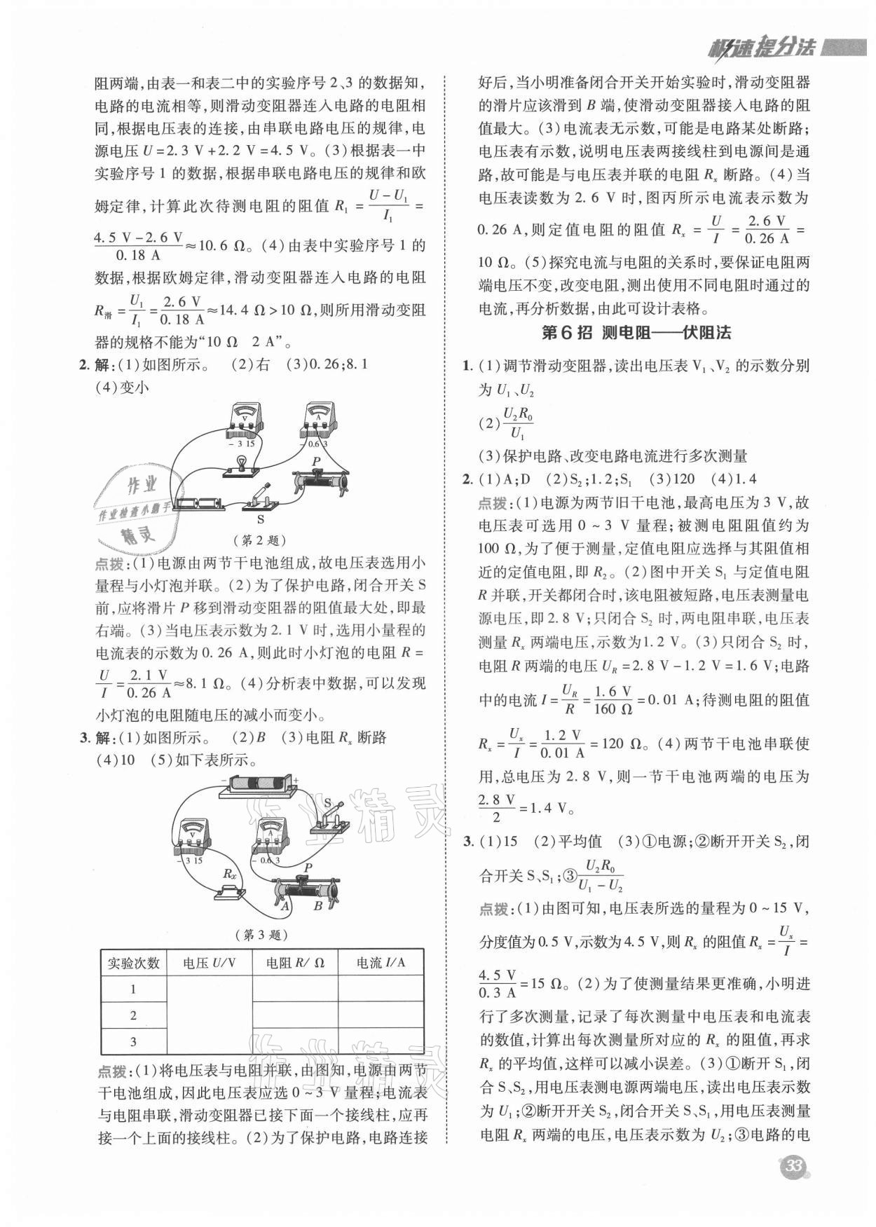 2021年綜合應(yīng)用創(chuàng)新題典中點(diǎn)九年級(jí)物理全一冊(cè)滬科版 參考答案第3頁