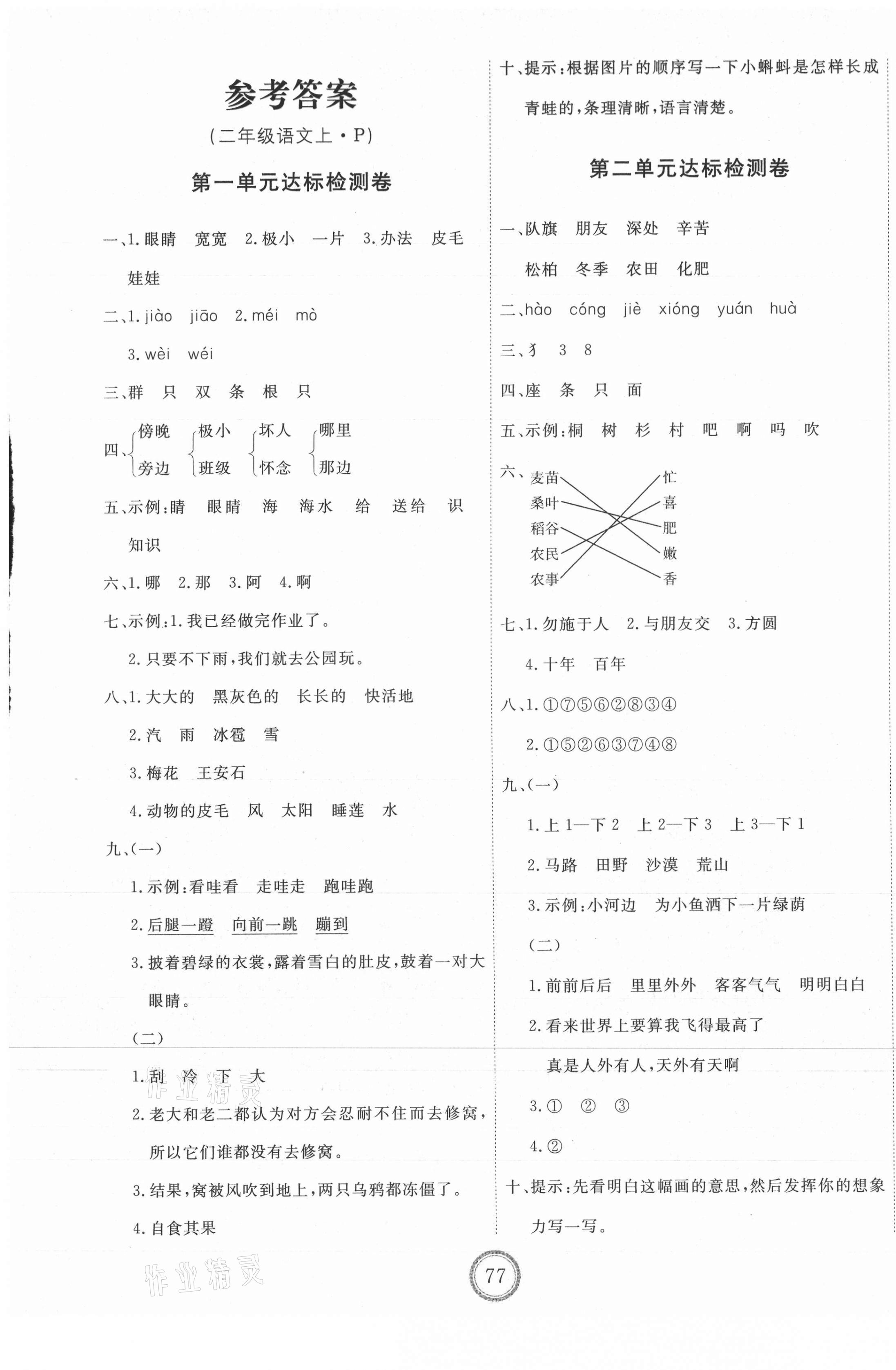 2021年优加密卷二年级语文上册人教版P版 第1页