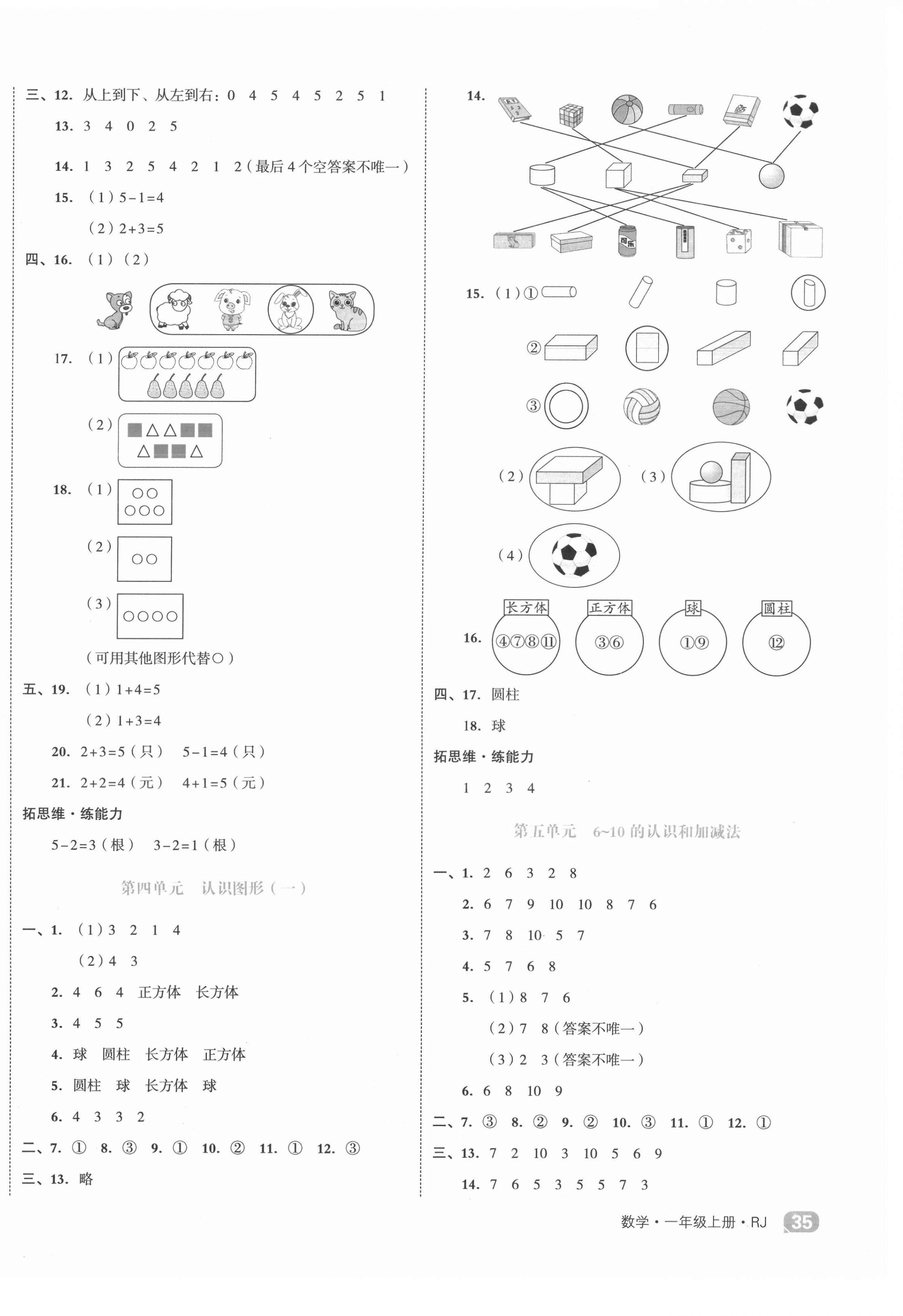 2021年全品小复习一年级数学上册人教版 第2页