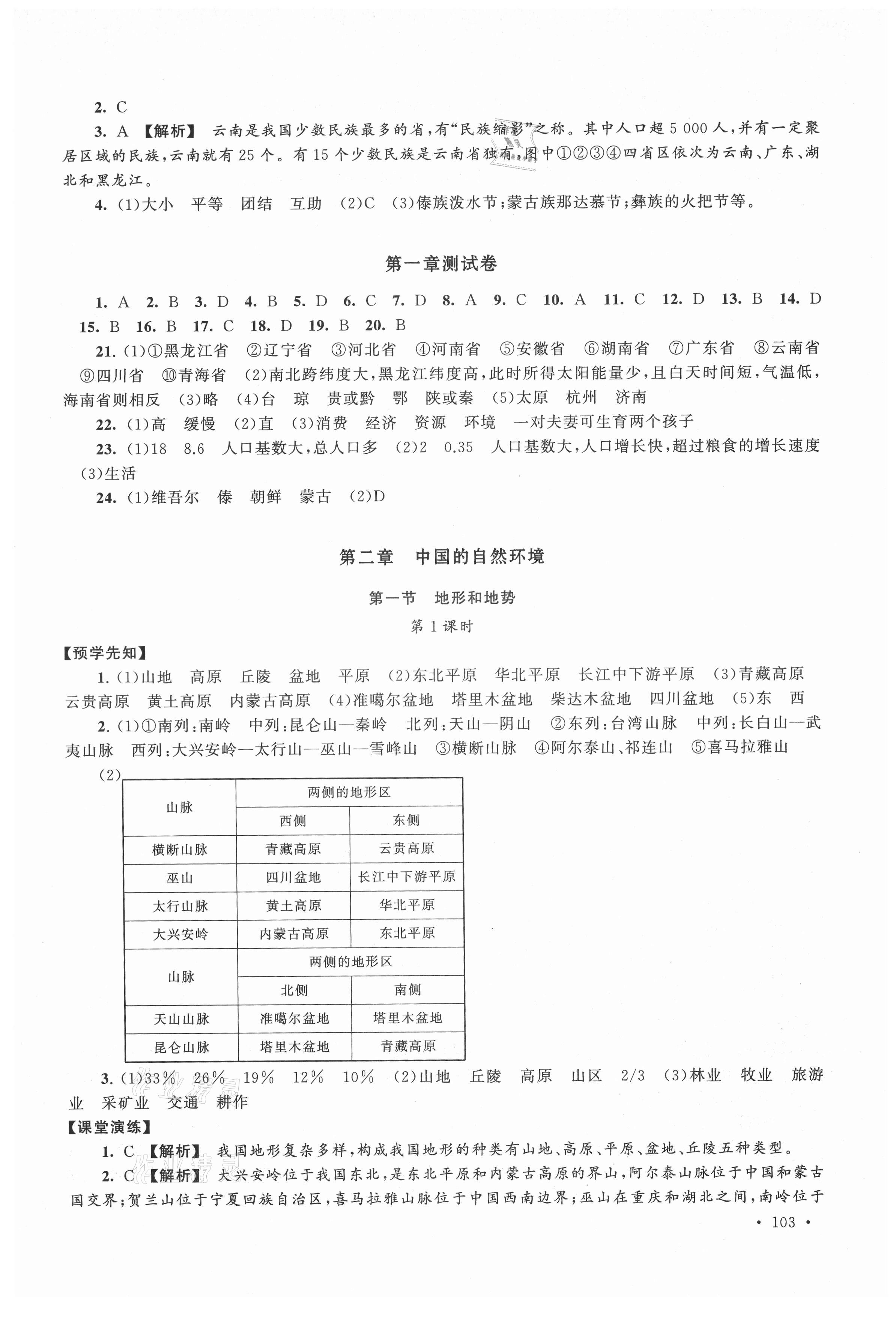 2021年自主学习当堂反馈八年级地理上册人教版 第5页