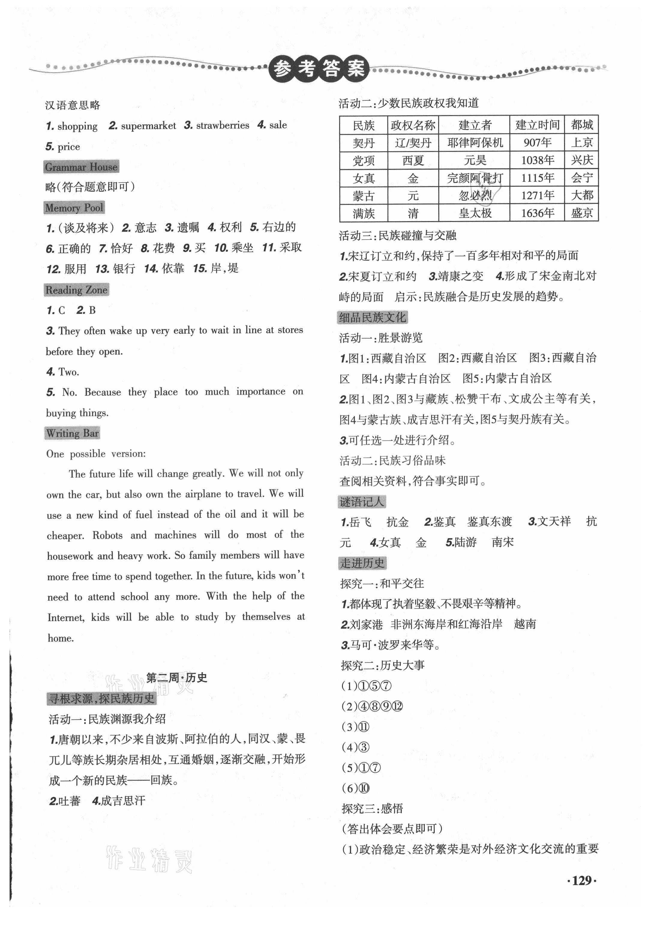 2021年暑假樂(lè)園遼寧師范大學(xué)出版社七年級(jí)文科版 參考答案第3頁(yè)