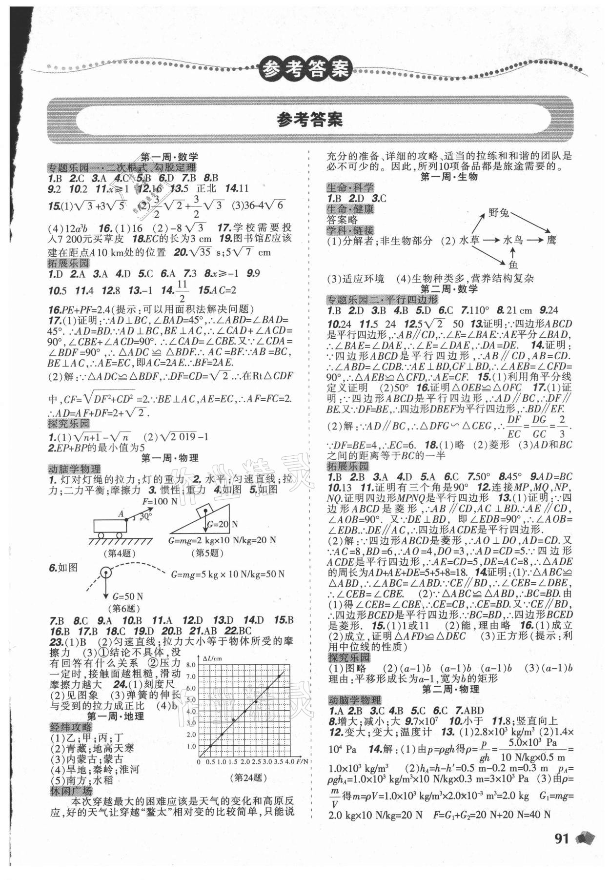 2021年暑假樂園八年級理科版遼寧師范大學(xué)出版社 第1頁