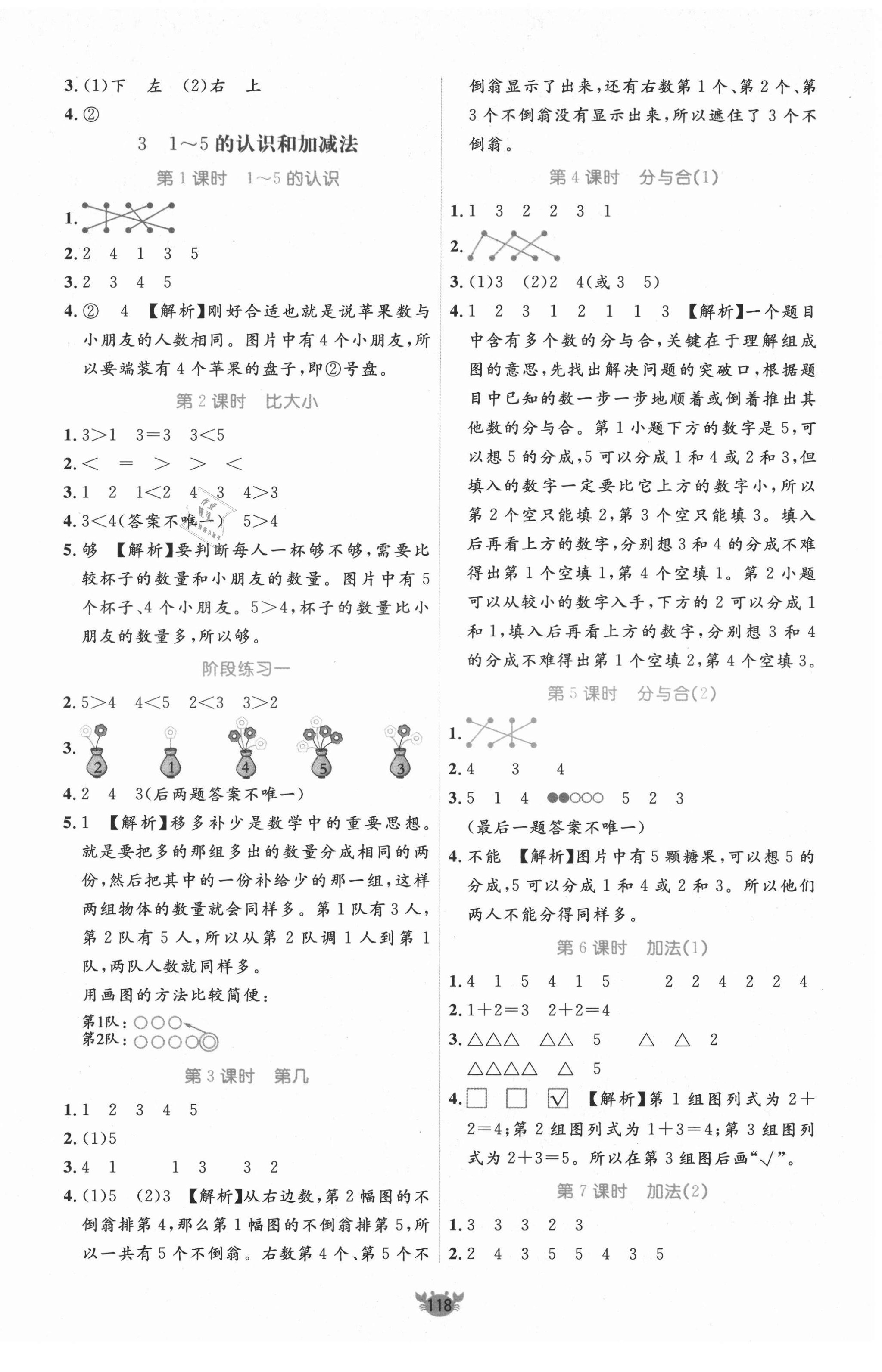 2021年原創(chuàng)新課堂一年級(jí)數(shù)學(xué)上冊(cè)人教版 第2頁(yè)