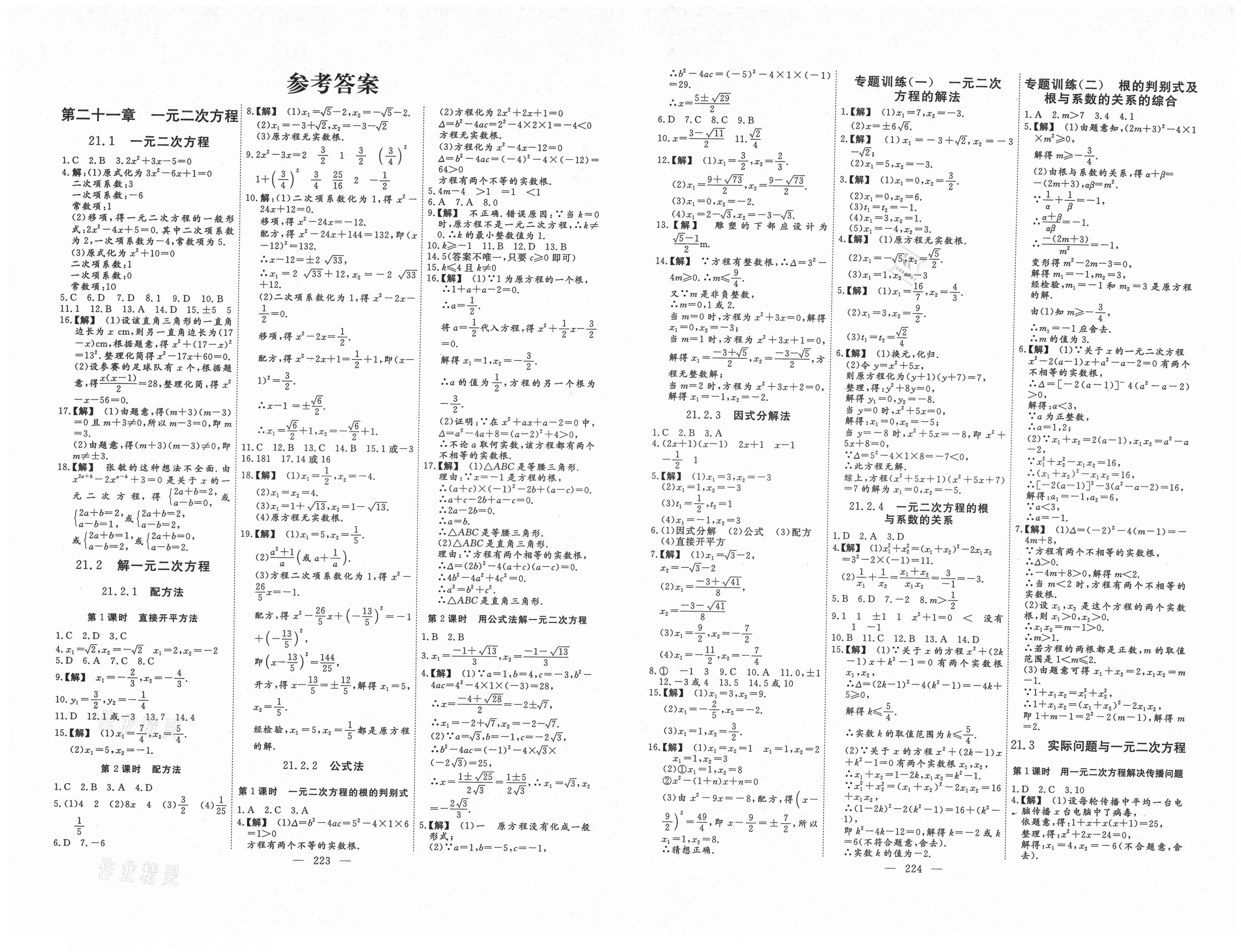 2021年新课程学习指导九年级数学全一册人教版 第1页