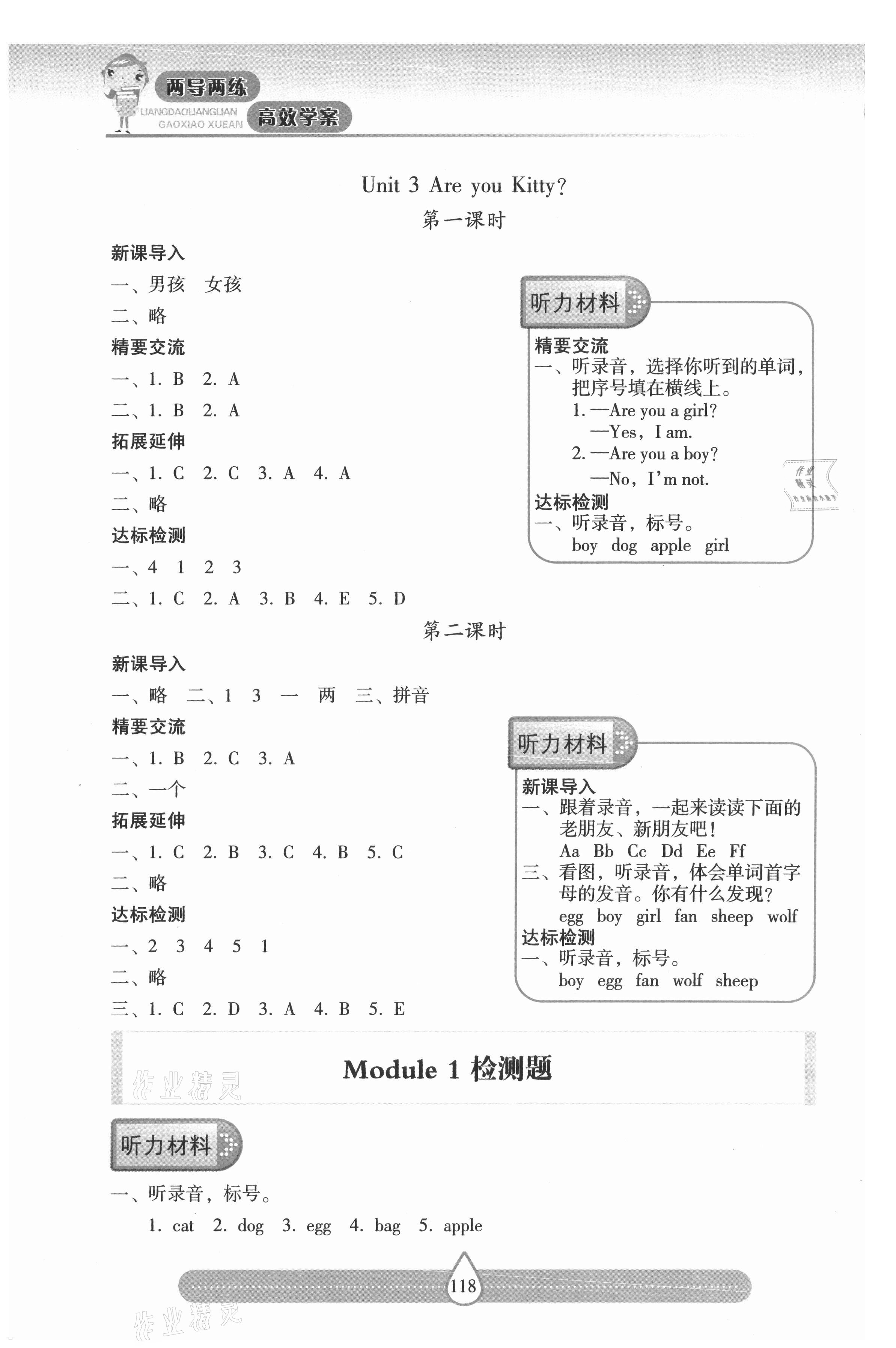 2021年新課標(biāo)兩導(dǎo)兩練高效學(xué)案三年級英語上冊滬教版 參考答案第3頁