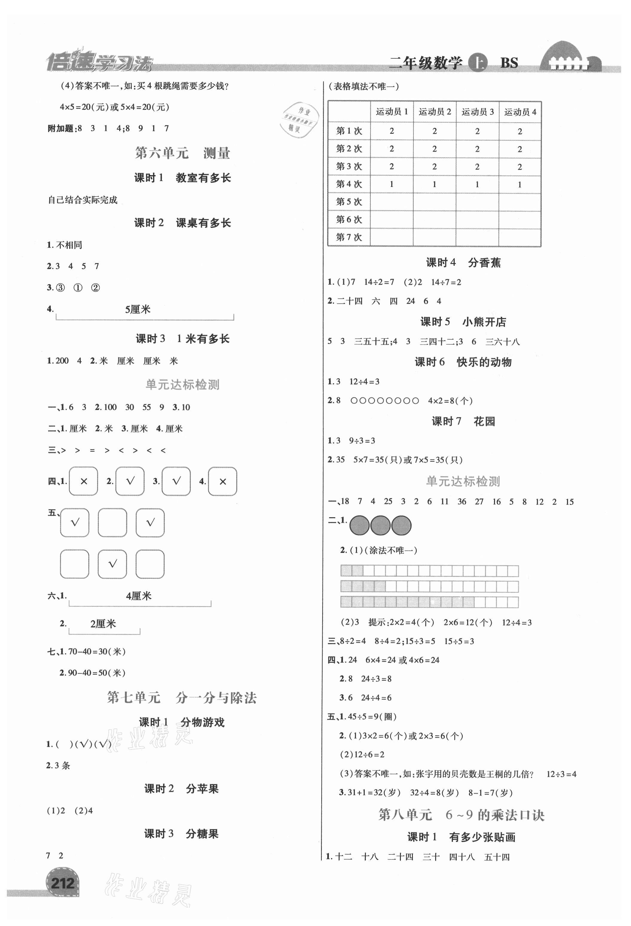 2021年倍速學(xué)習(xí)法二年級(jí)數(shù)學(xué)上冊(cè)北師大版 第4頁