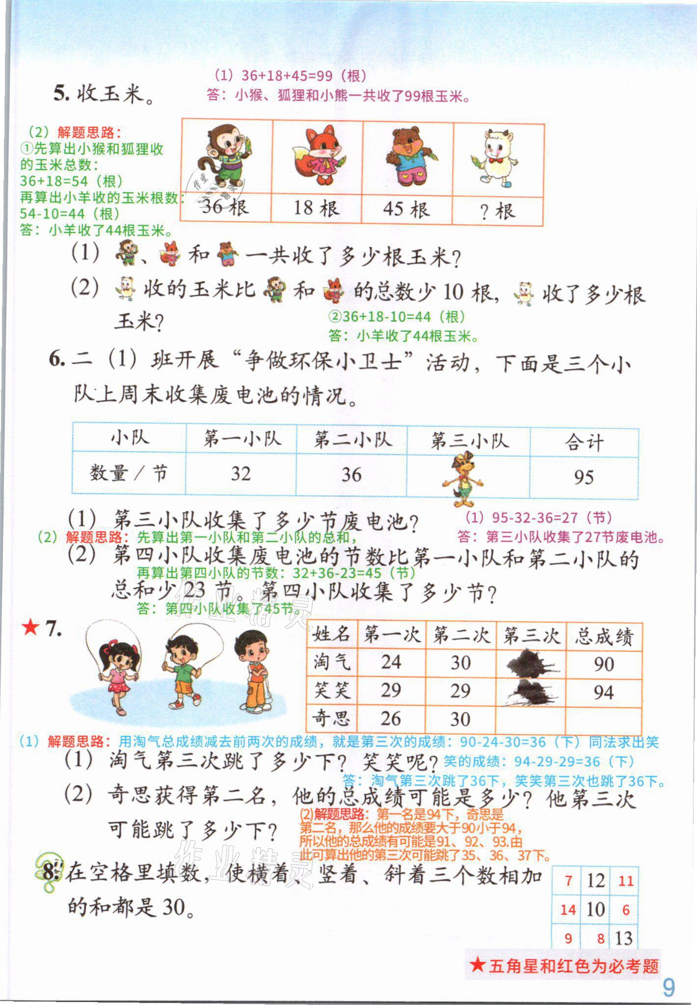 2021年教材課本二年級數(shù)學上冊北師大版 參考答案第8頁