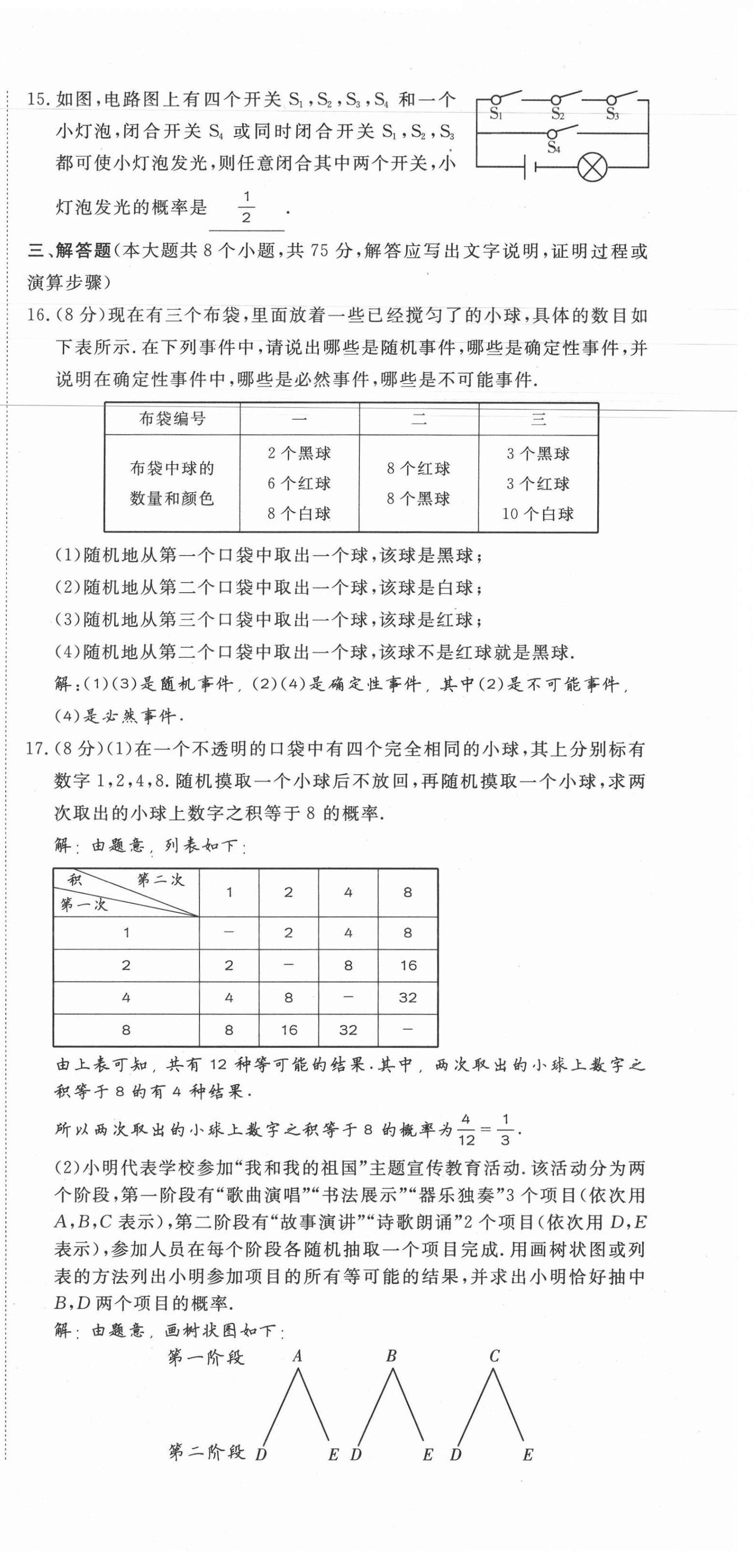 2021年我的作業(yè)九年級數(shù)學(xué)上冊北師大版 第15頁