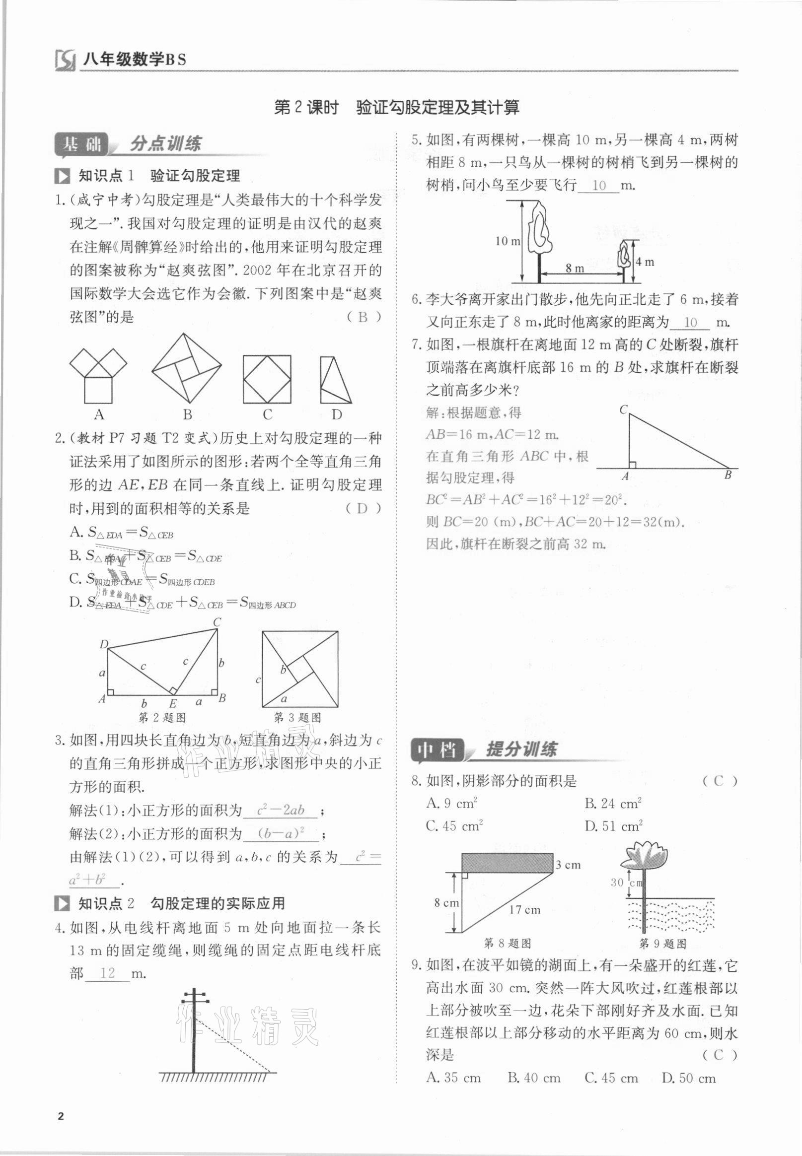 2021年我的作業(yè)八年級(jí)數(shù)學(xué)上冊(cè)北師大版 參考答案第3頁(yè)