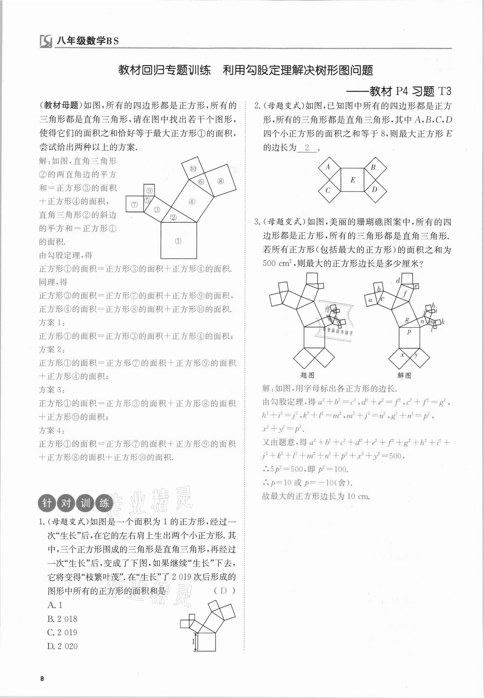 2021年我的作業(yè)八年級數(shù)學(xué)上冊北師大版 參考答案第21頁