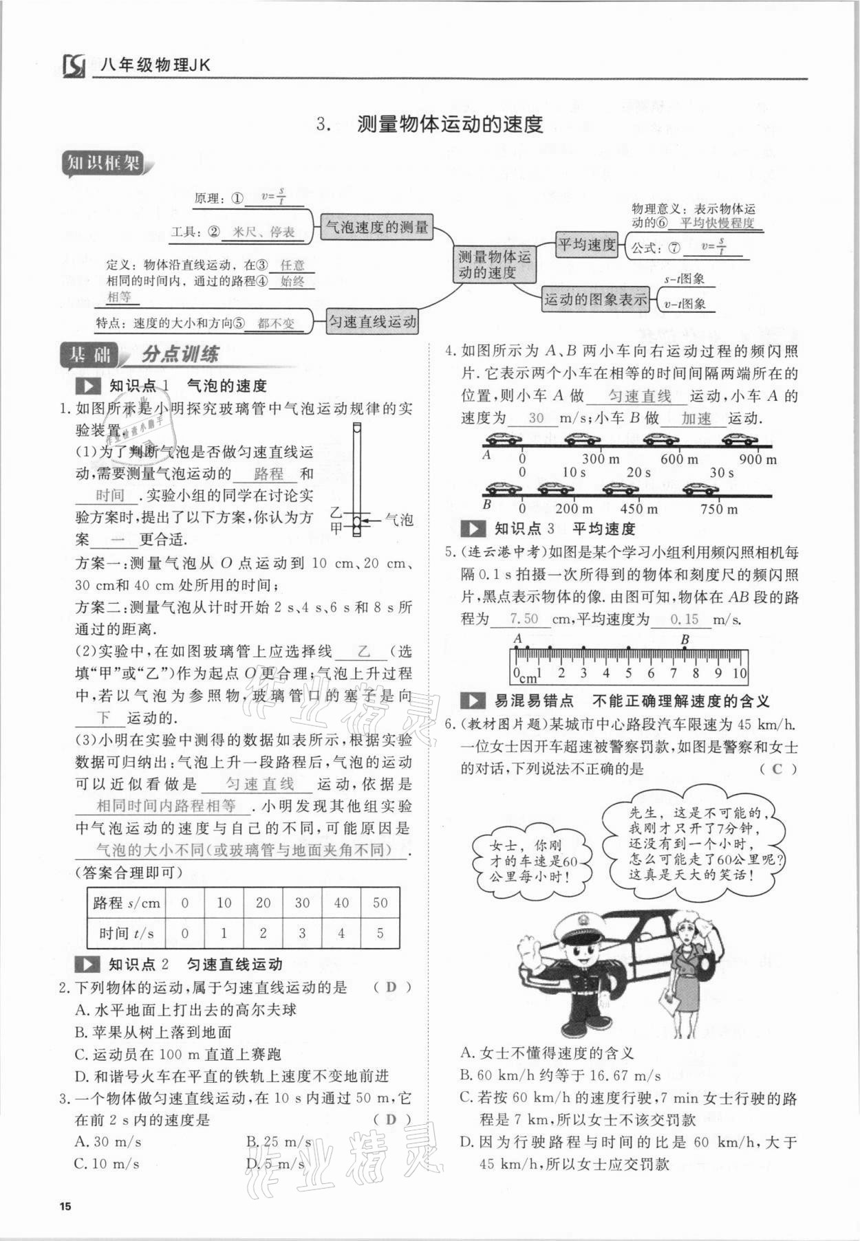 2021年我的作業(yè)八年級物理上冊教科版 參考答案第15頁