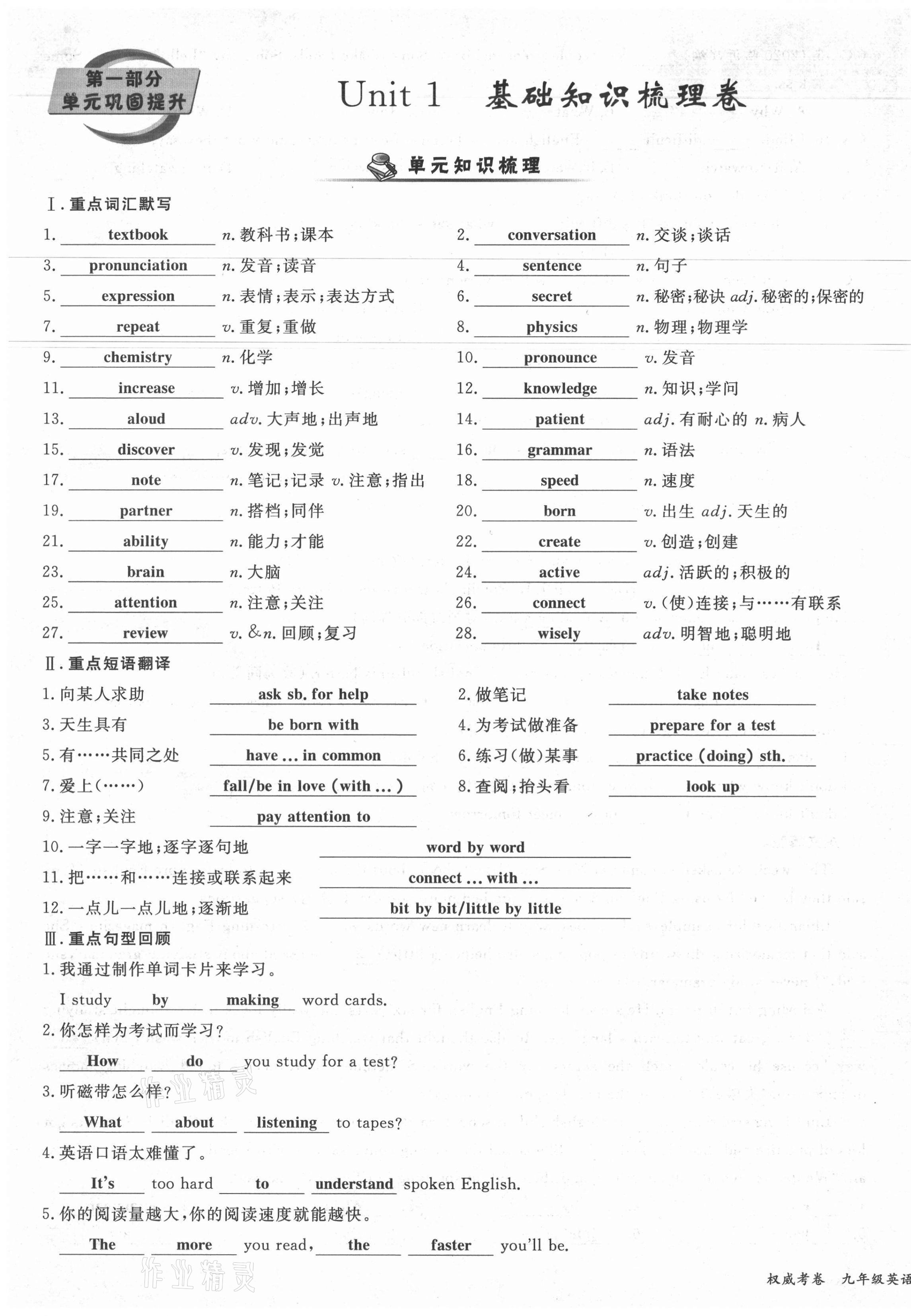 2021年權(quán)威考卷九年級英語全一冊人教版 第1頁