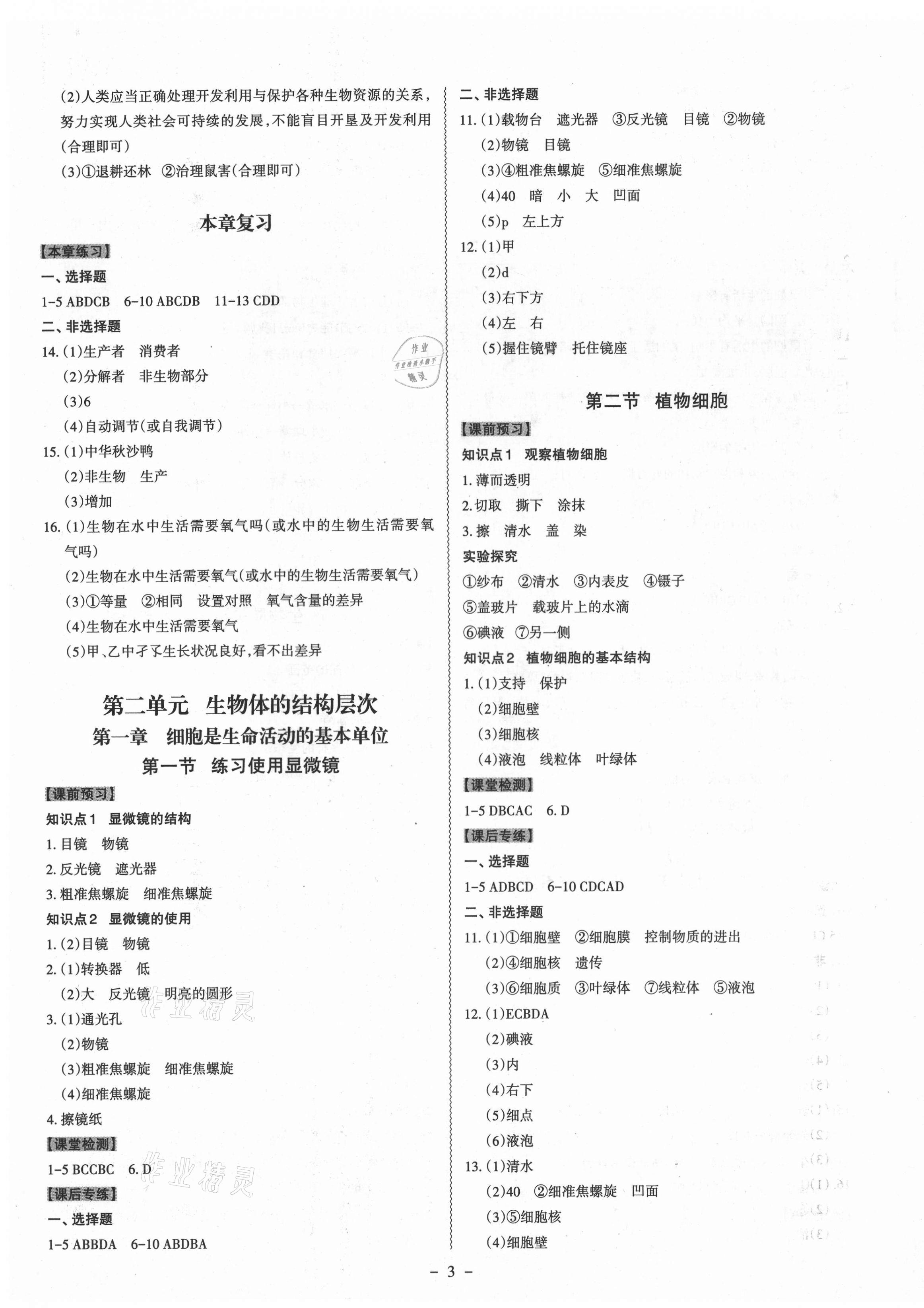 2021年同步沖刺七年級生物上冊人教版 第3頁