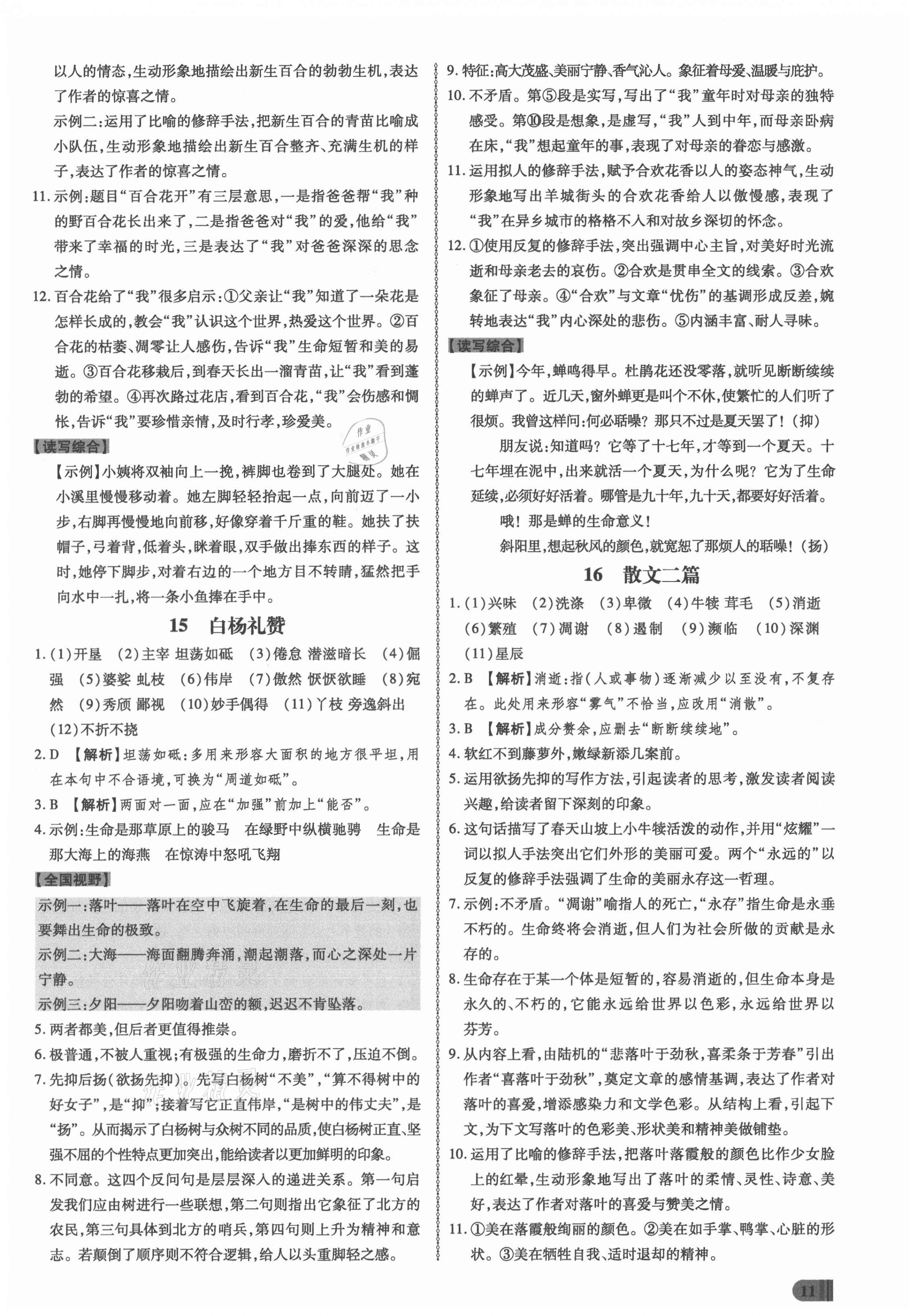 2021年同步?jīng)_刺八年級語文上冊人教版 第11頁