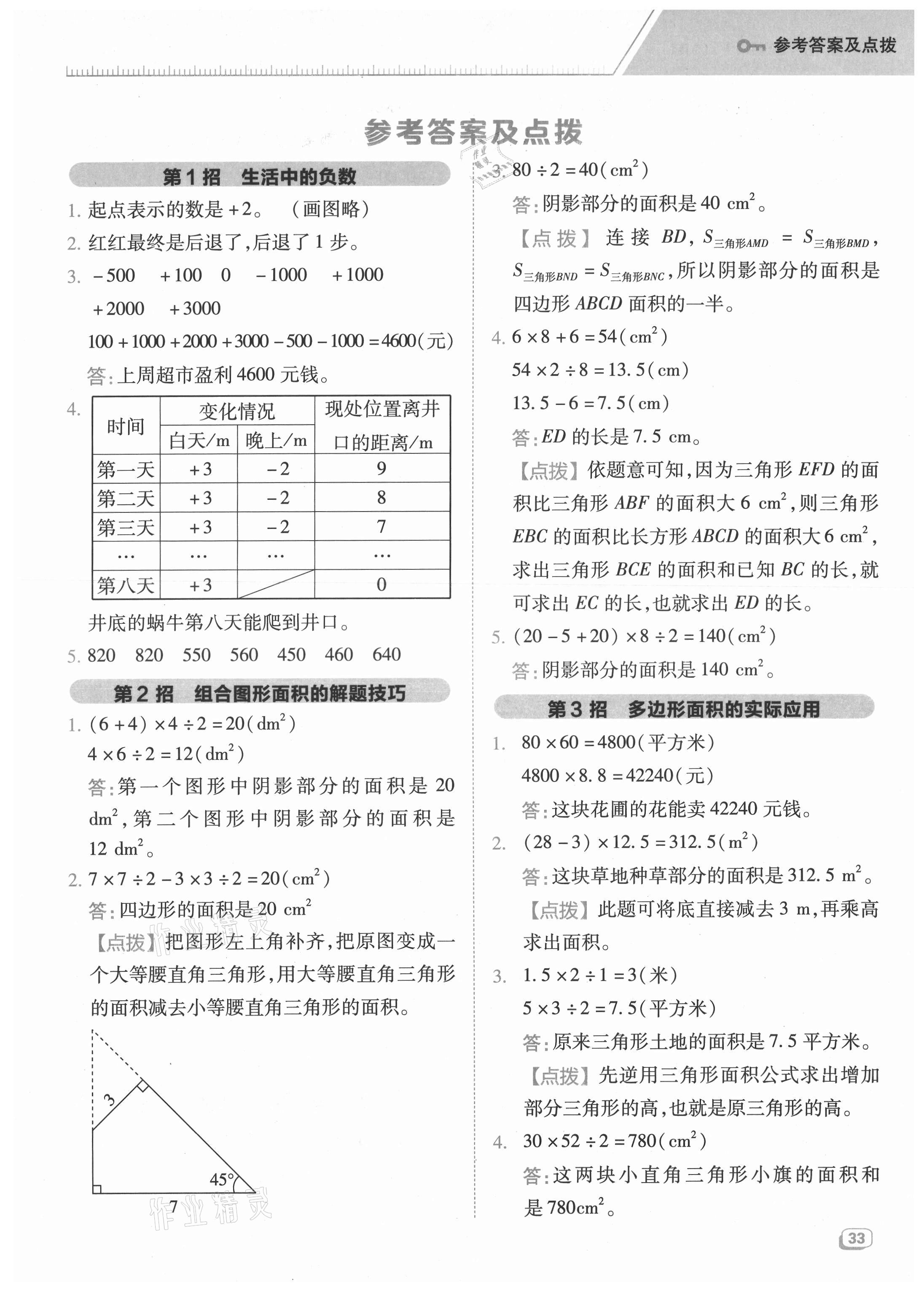 2021年綜合應用創(chuàng)新題典中點五年級數(shù)學上冊蘇教版 參考答案第1頁