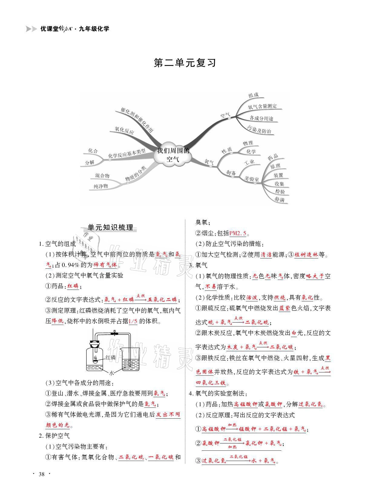 2021年优课堂给力A加九年级化学全一册人教版 参考答案第38页