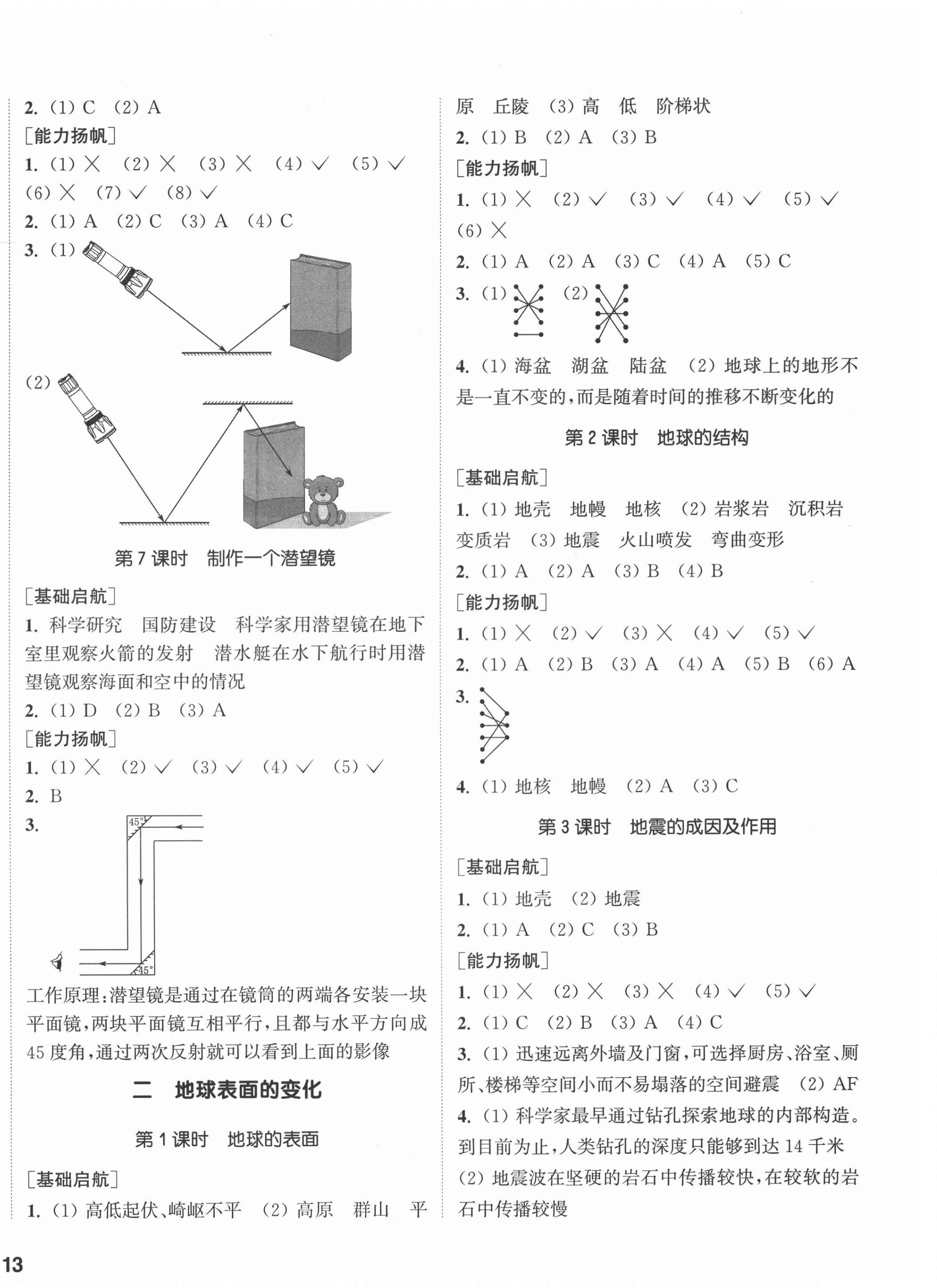 2021年通城学典课时作业本五年级科学上册教科版 参考答案第2页