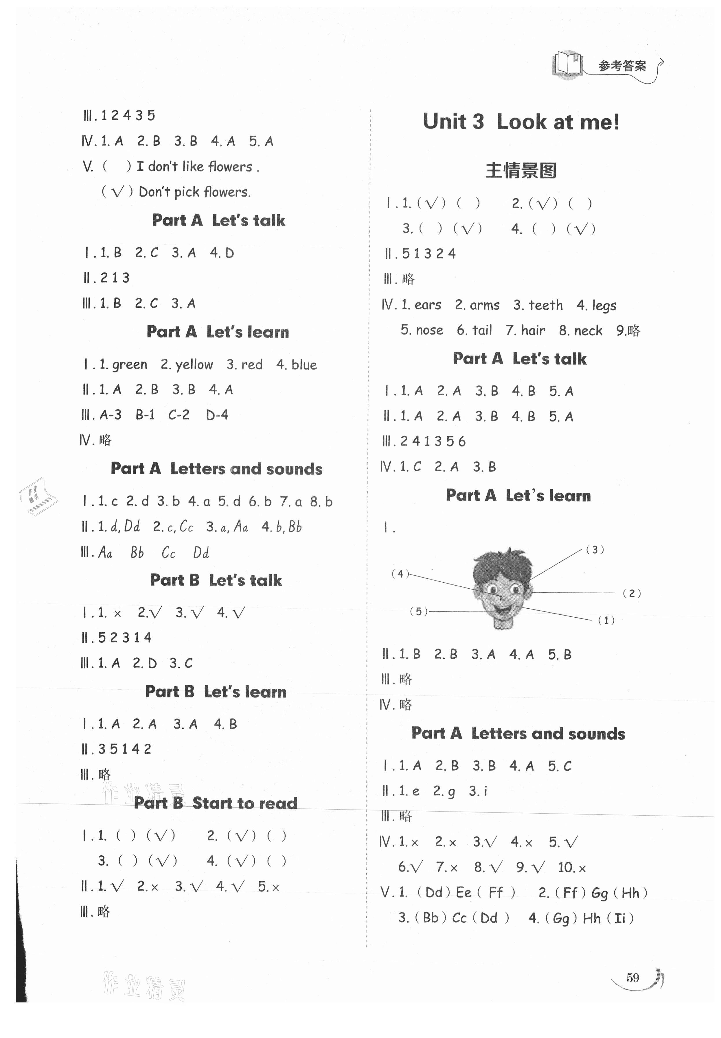2021年小學同步練習冊三年級英語上冊人教版山東科學技術出版社 參考答案第2頁