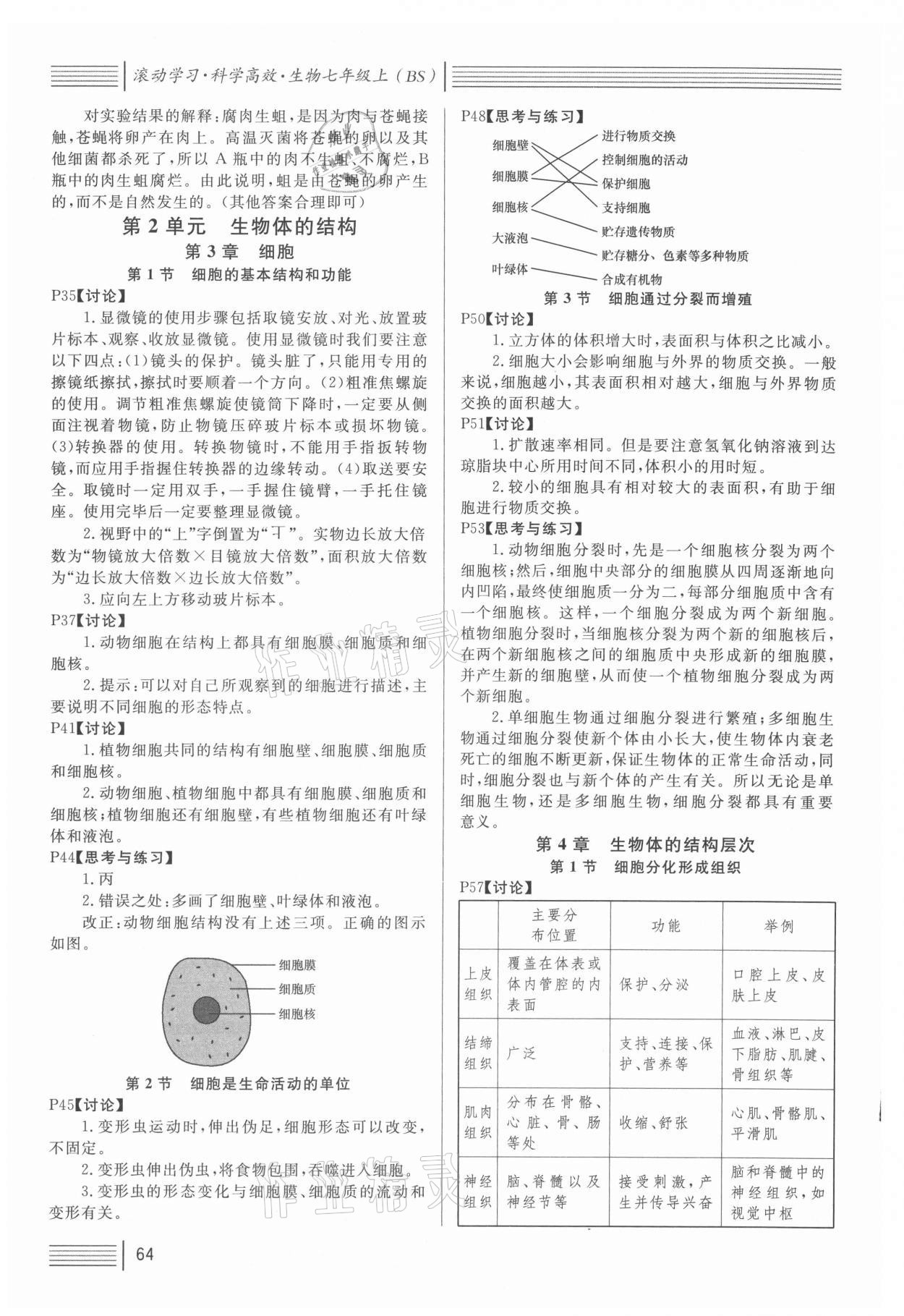 2021年教材課本七年級(jí)生物上冊(cè)北師大版 參考答案第2頁