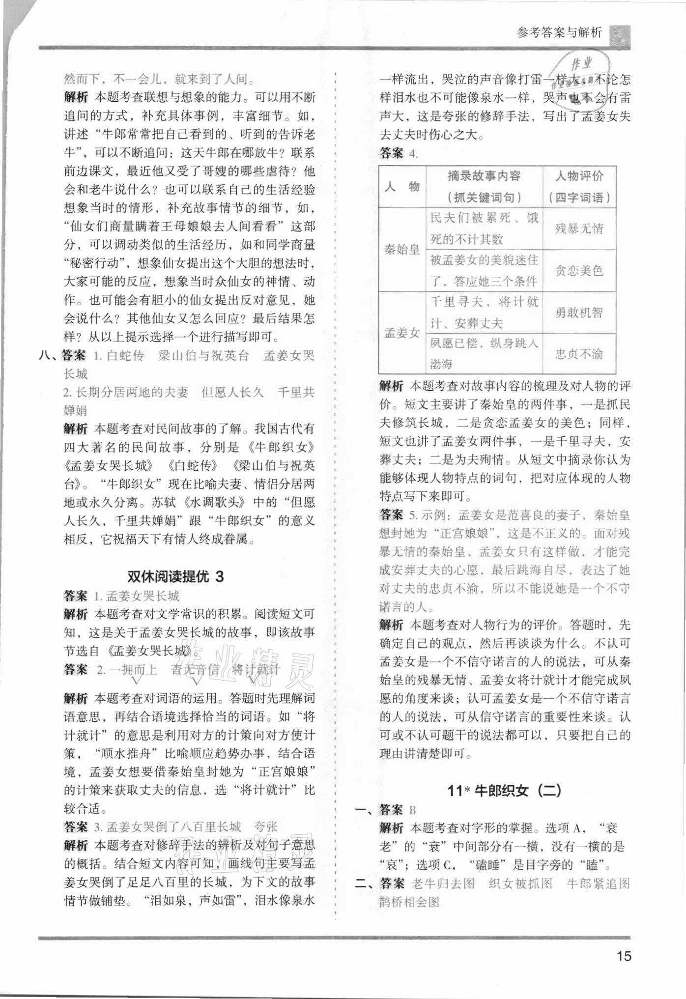 2021年木頭馬分層課課練五年級(jí)語(yǔ)文上冊(cè)人教版浙江專版 參考答案第15頁(yè)