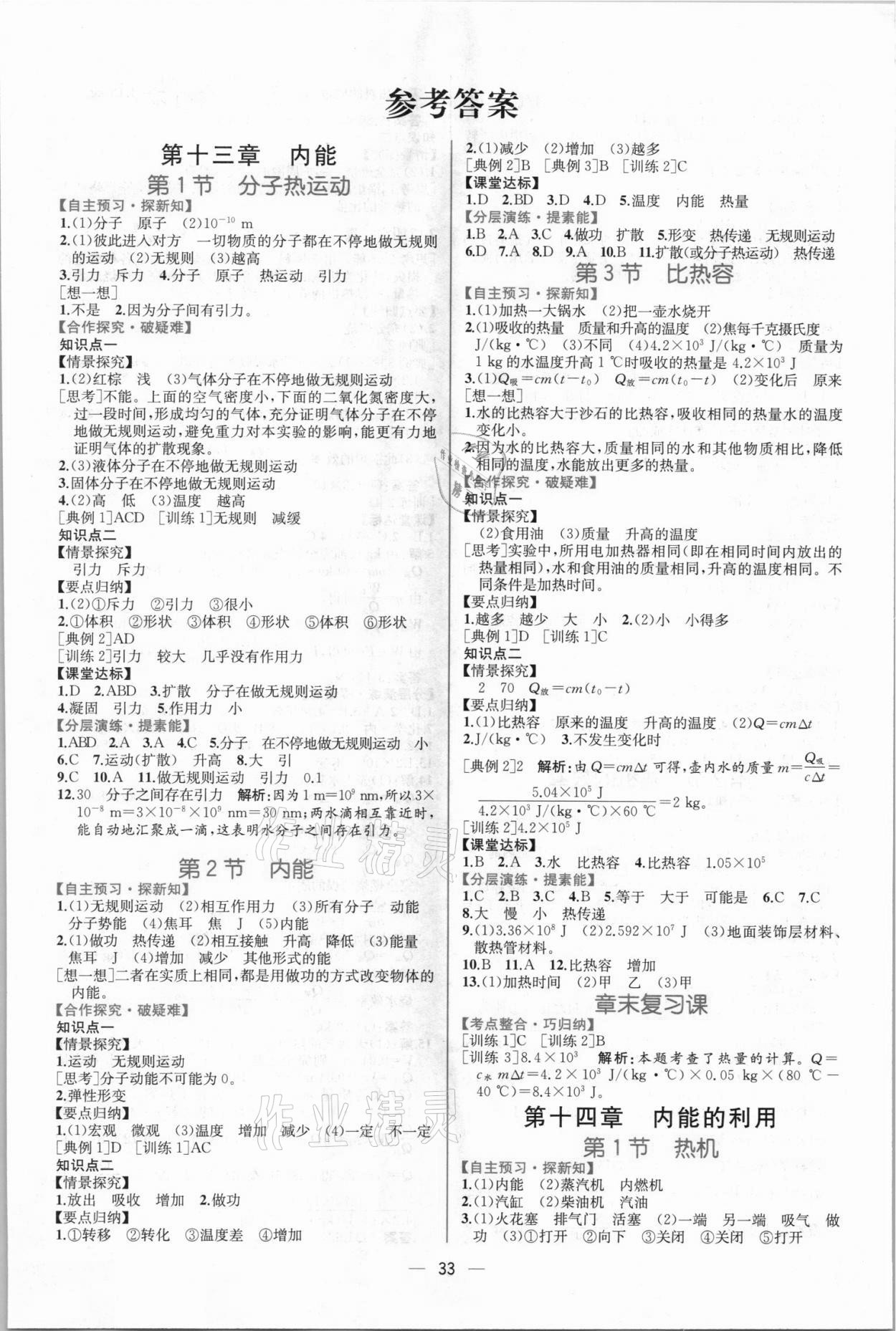 2021年同步学历案课时练九年级物理上册人教版 第1页