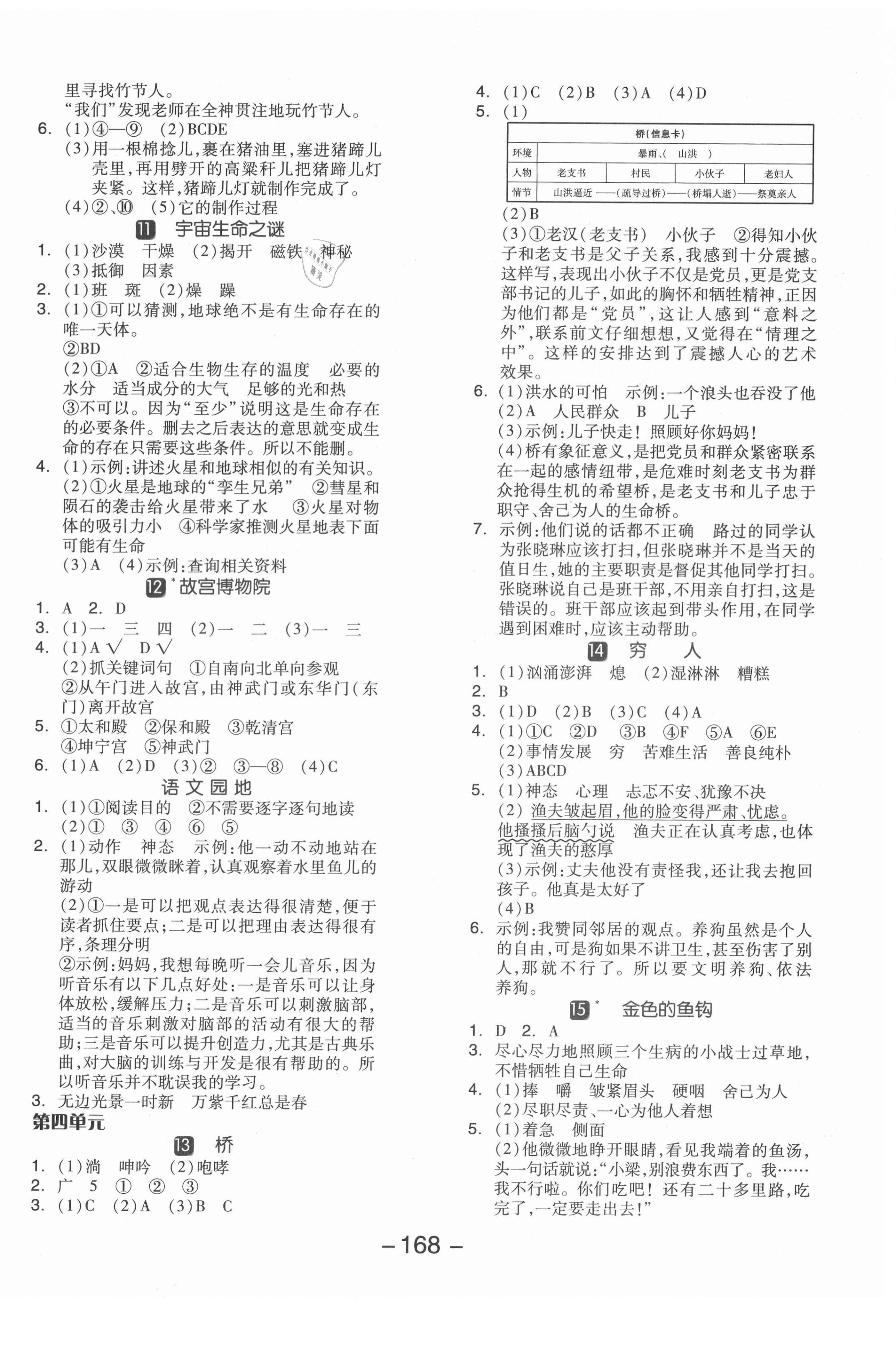 2021年全品學(xué)練考六年級(jí)語(yǔ)文上冊(cè)人教版江蘇專版 參考答案第4頁(yè)