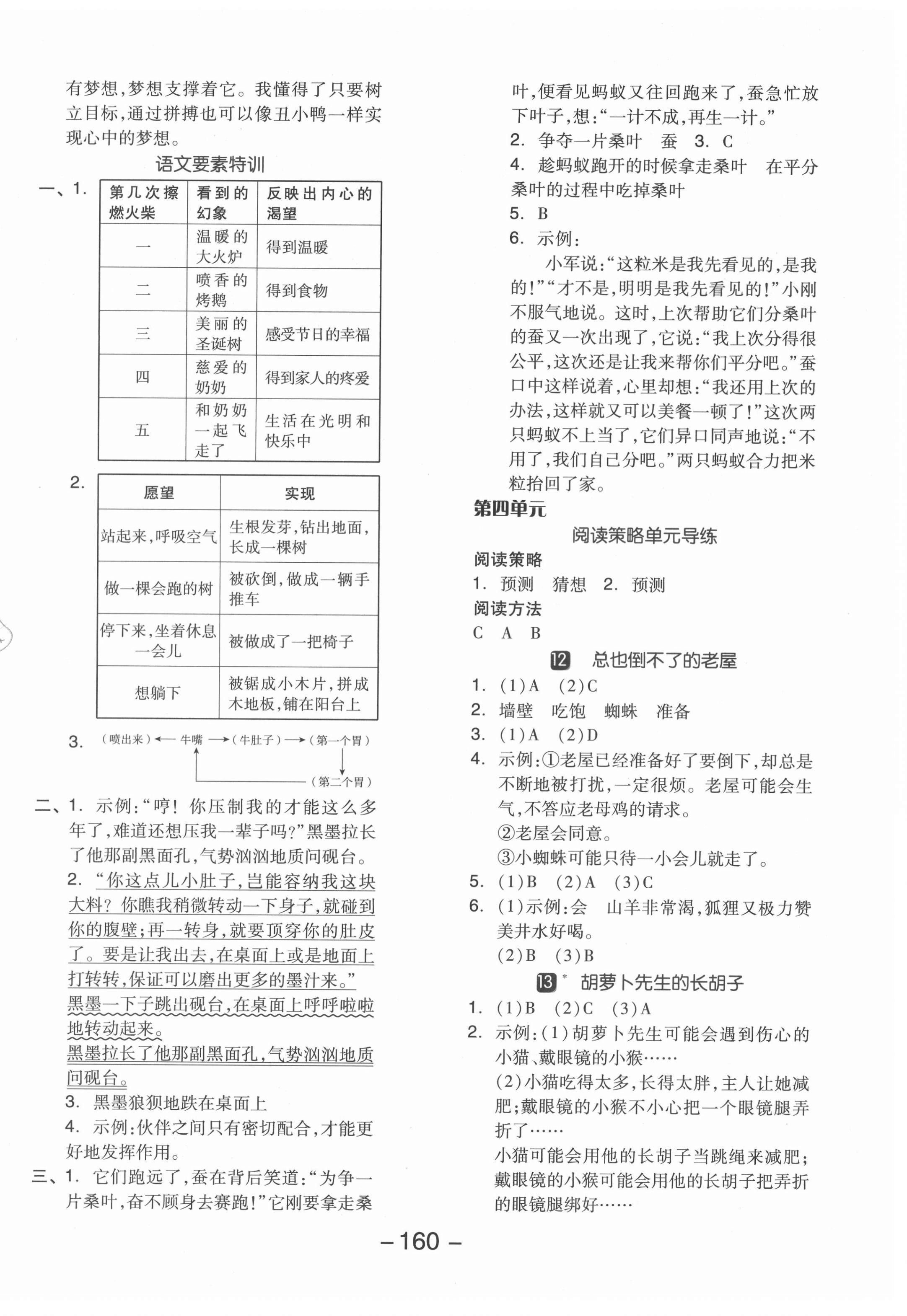 2021年全品学练考三年级语文上册人教版江苏专版 参考答案第4页