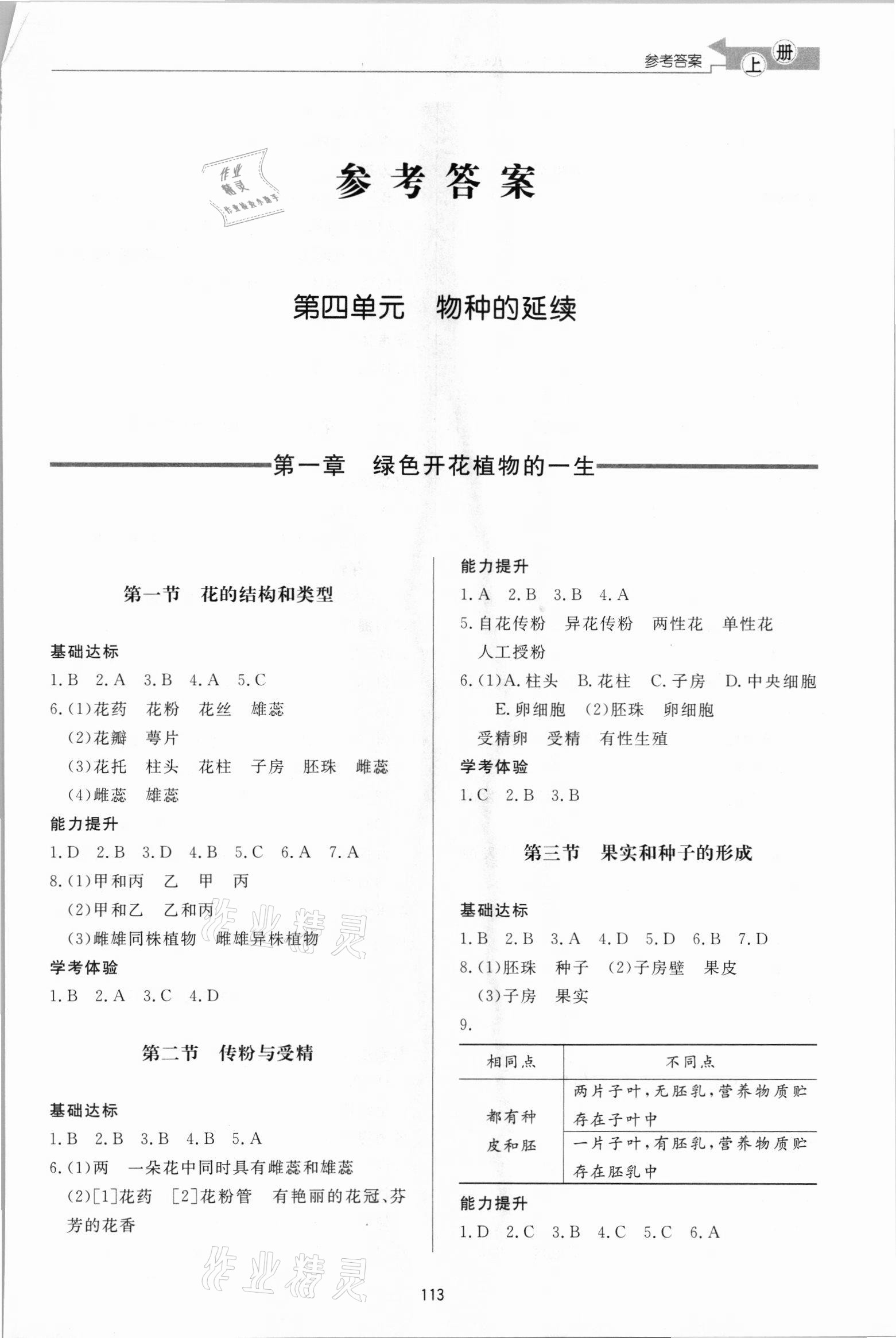 2021年初中同步练习册八年级生物上册济南版济南出版社 第1页