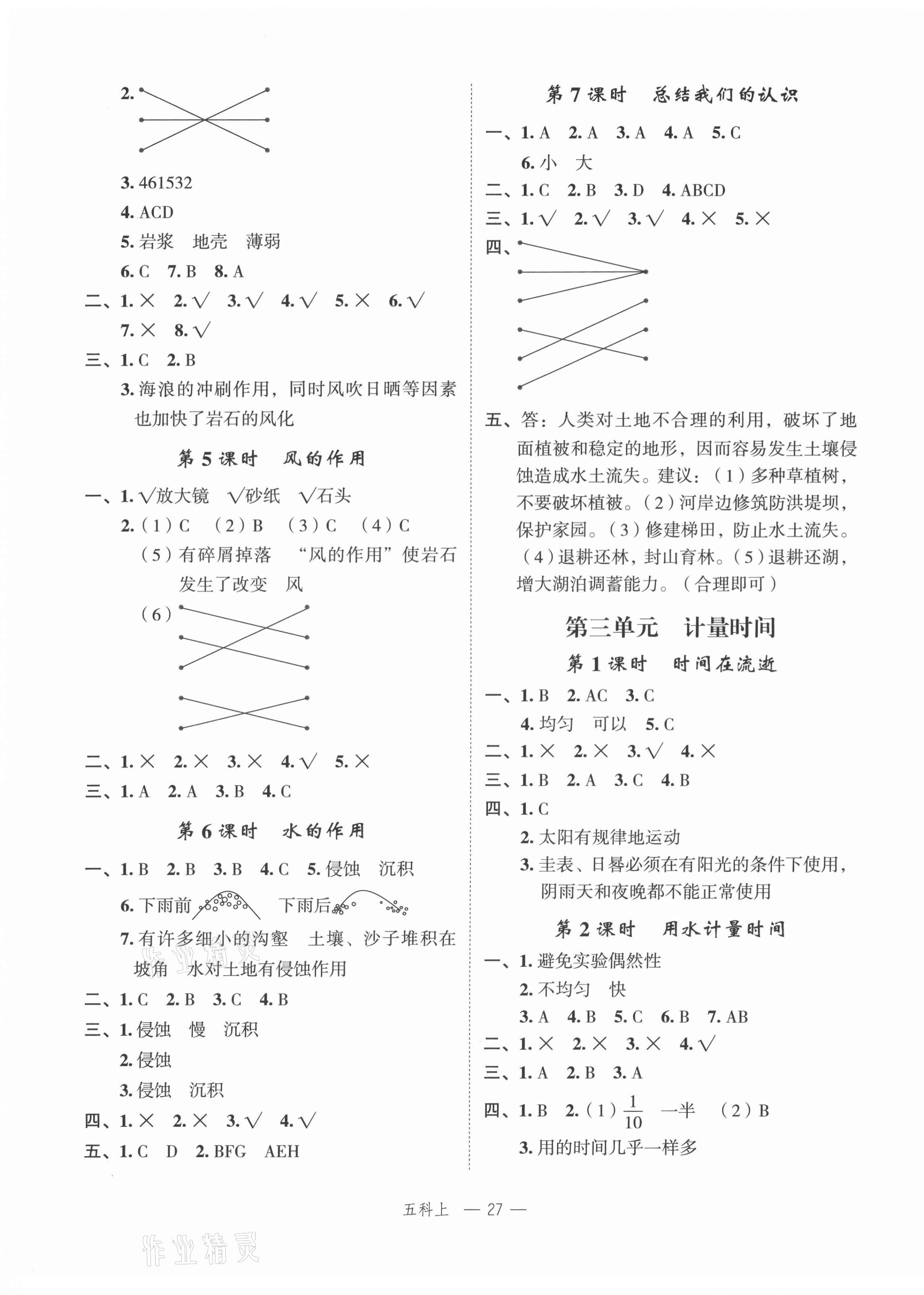 2021年名師面對面先學后練五年級科學上冊教科版 參考答案第3頁