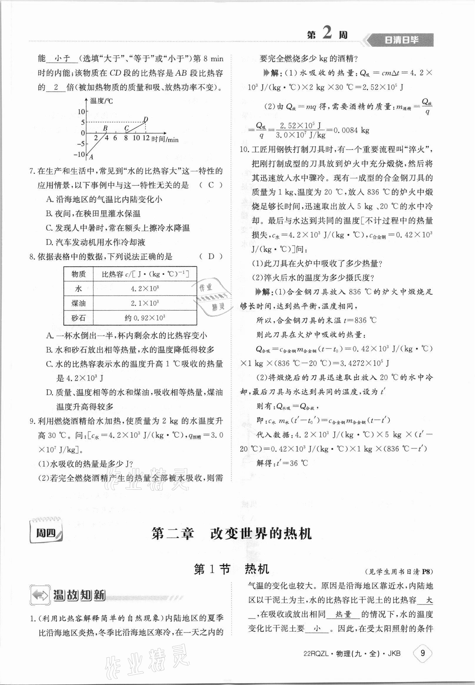 2021年日清周練九年級(jí)物理全一冊(cè)教科版 參考答案第9頁