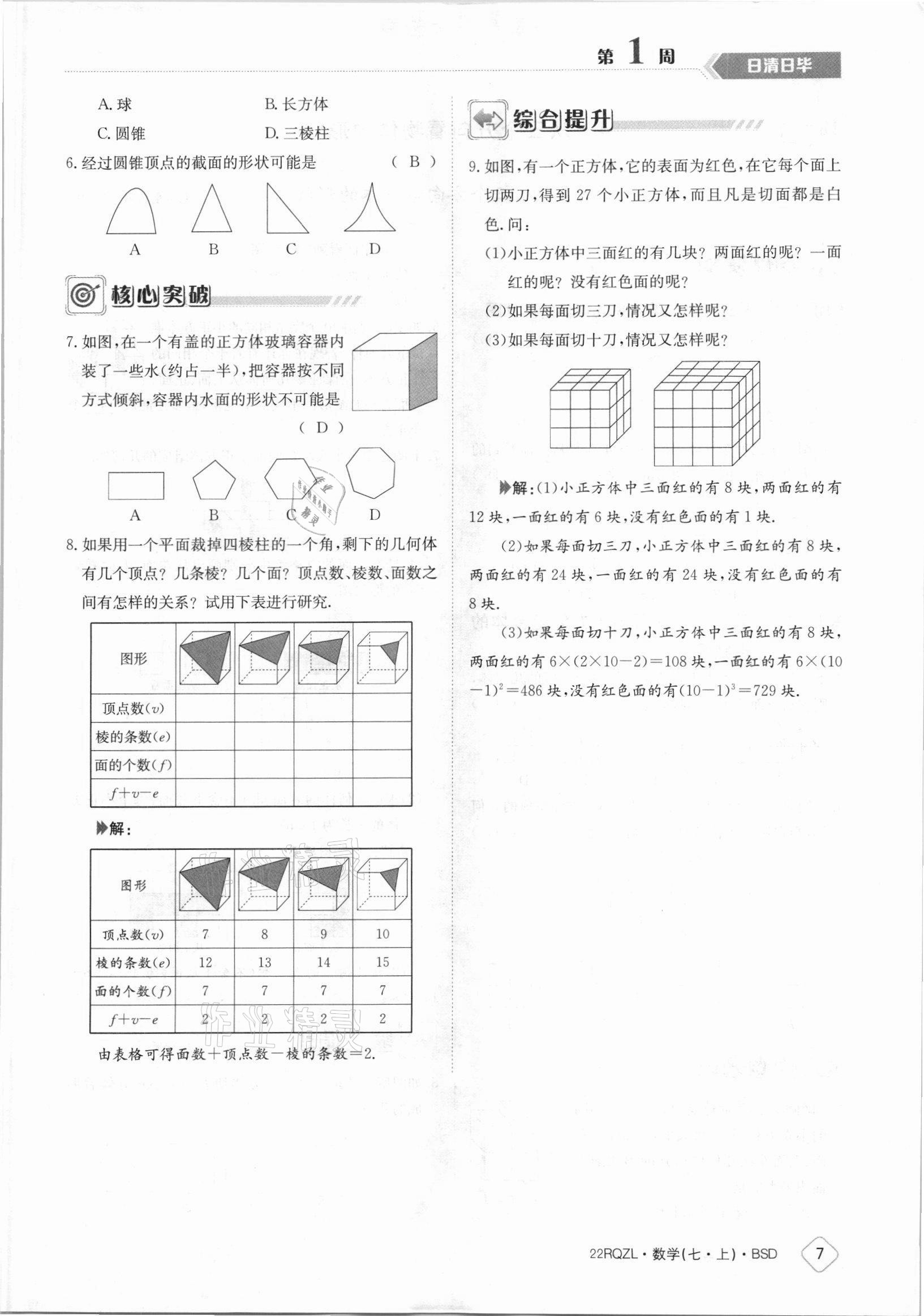 2021年日清周練七年級數(shù)學(xué)上冊北師大版 參考答案第7頁