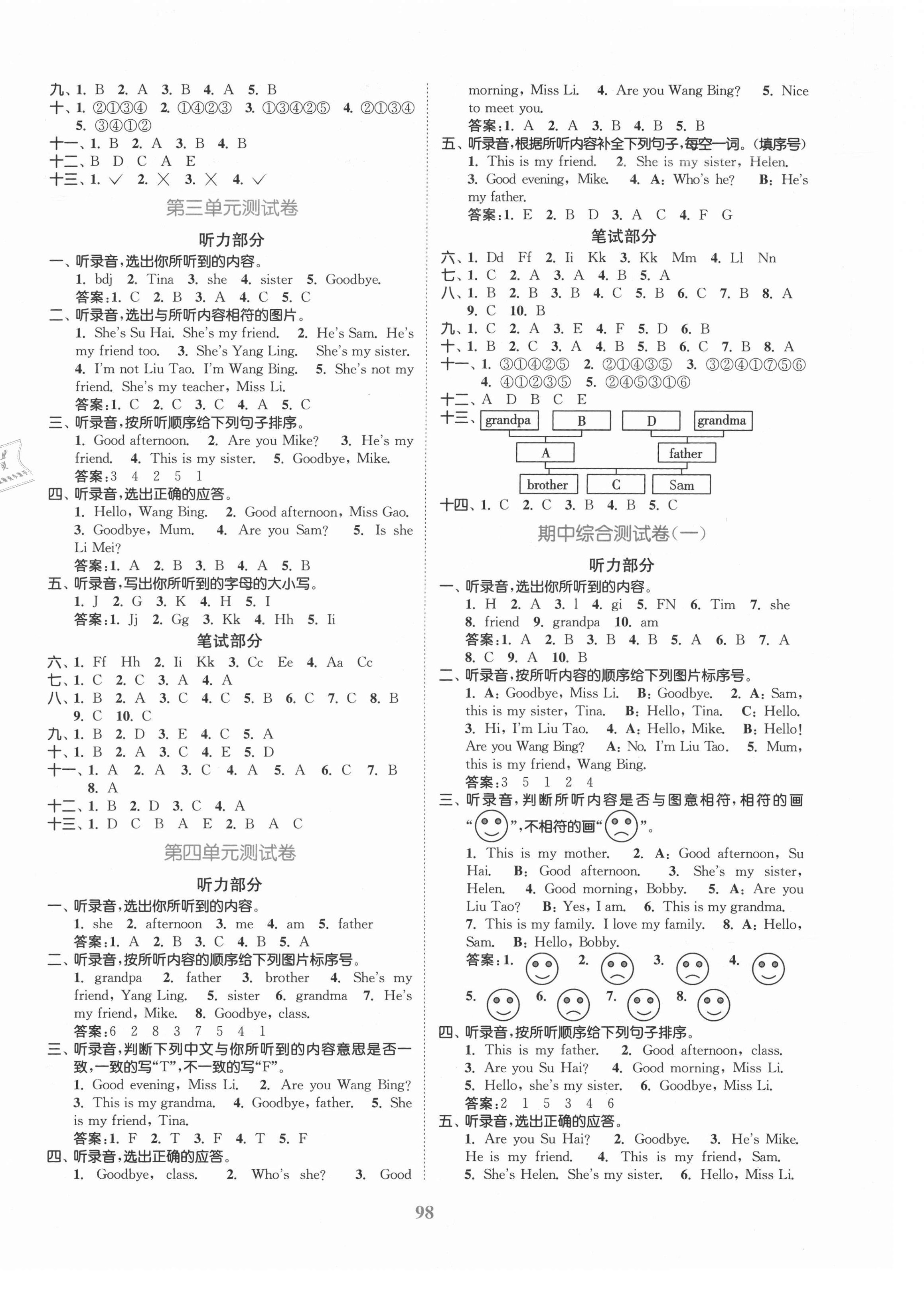 2021年江蘇金考卷三年級(jí)英語(yǔ)上冊(cè)譯林版 參考答案第2頁(yè)