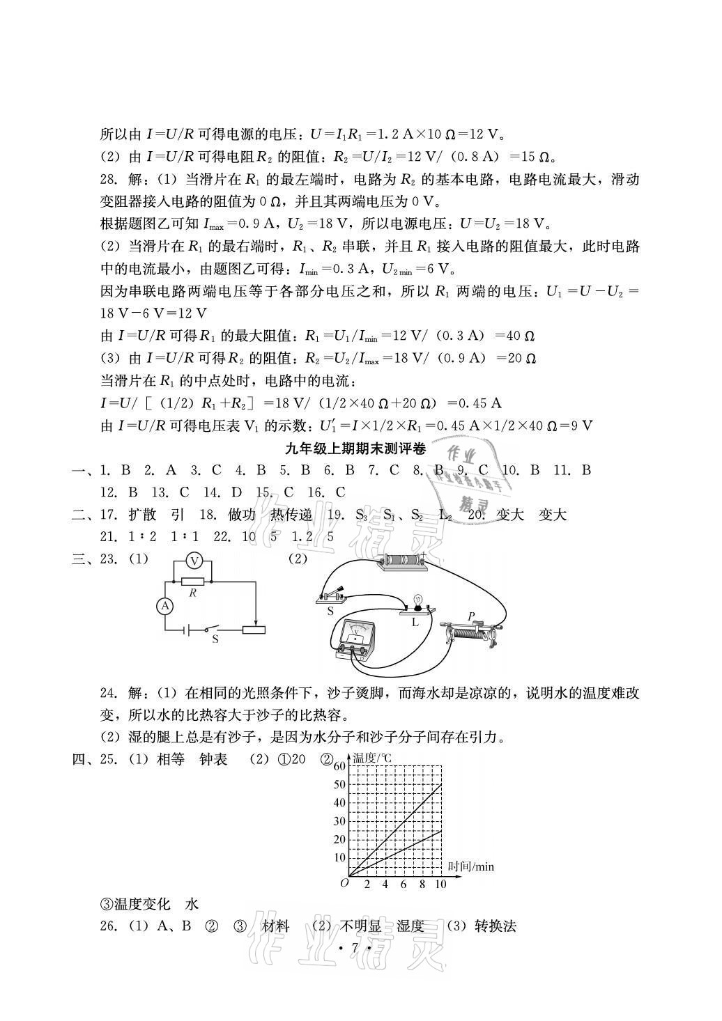 2021年大顯身手素質(zhì)教育單元測評卷九年級物理全一冊人教版 參考答案第7頁