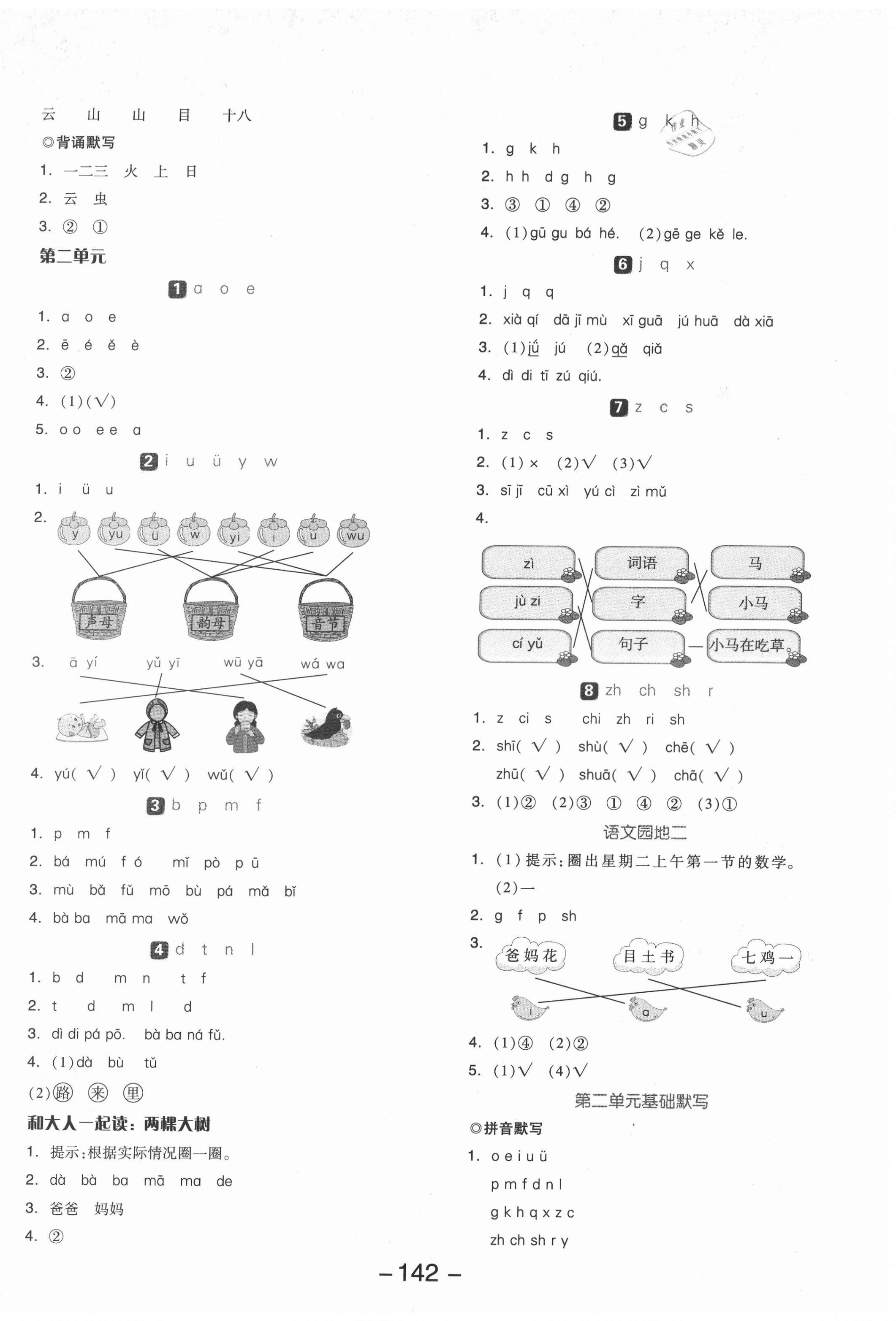 2021年全品学练考一年级语文上册人教版福建专版 参考答案第2页