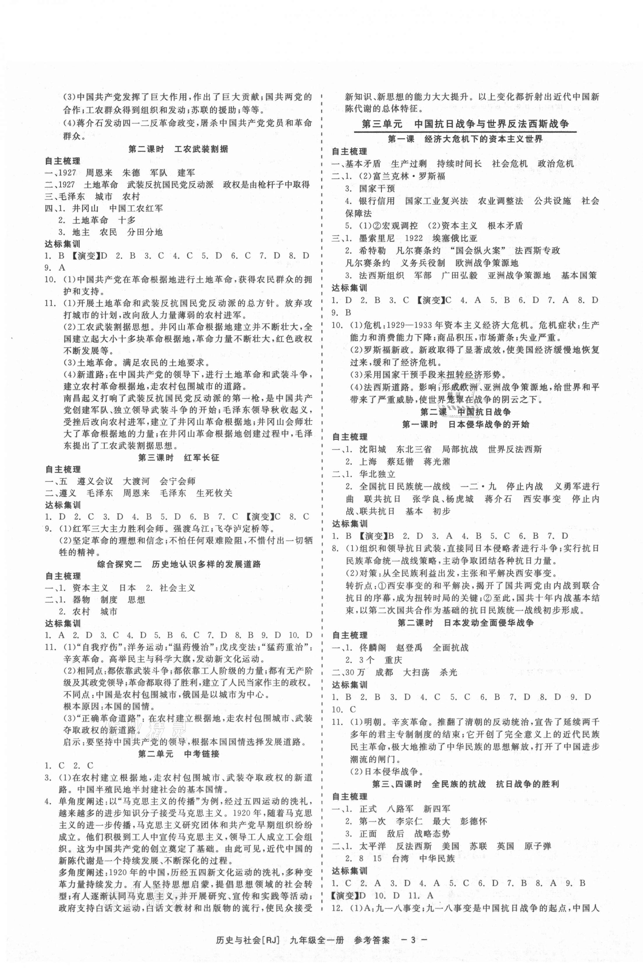 2021年精彩練習(xí)就練這一本九年級歷史與社會全一冊人教版 第3頁