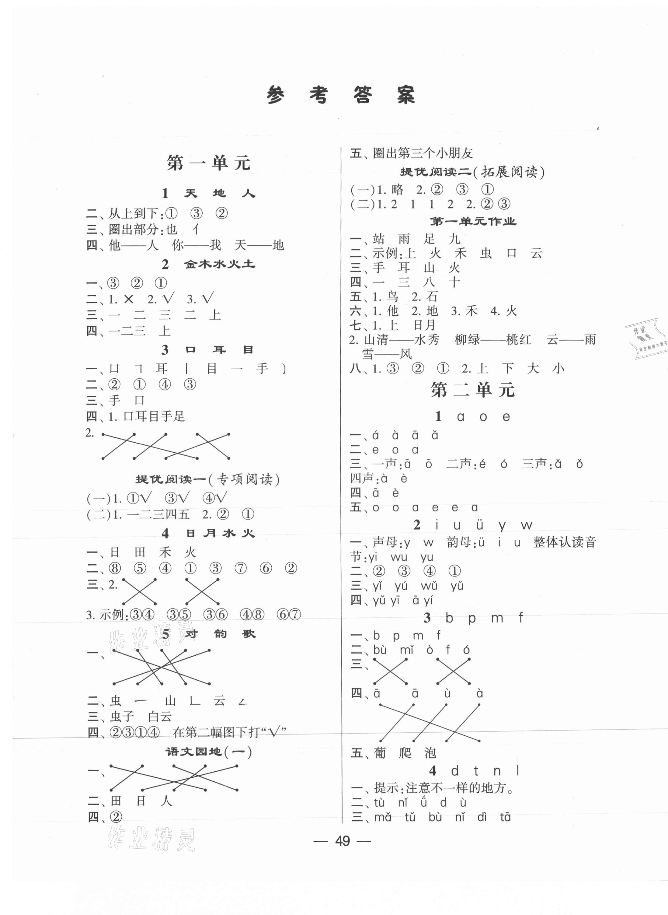 2021年棒棒堂學(xué)霸提優(yōu)課時(shí)作業(yè)一年級(jí)語(yǔ)文上冊(cè)人教版 第1頁(yè)