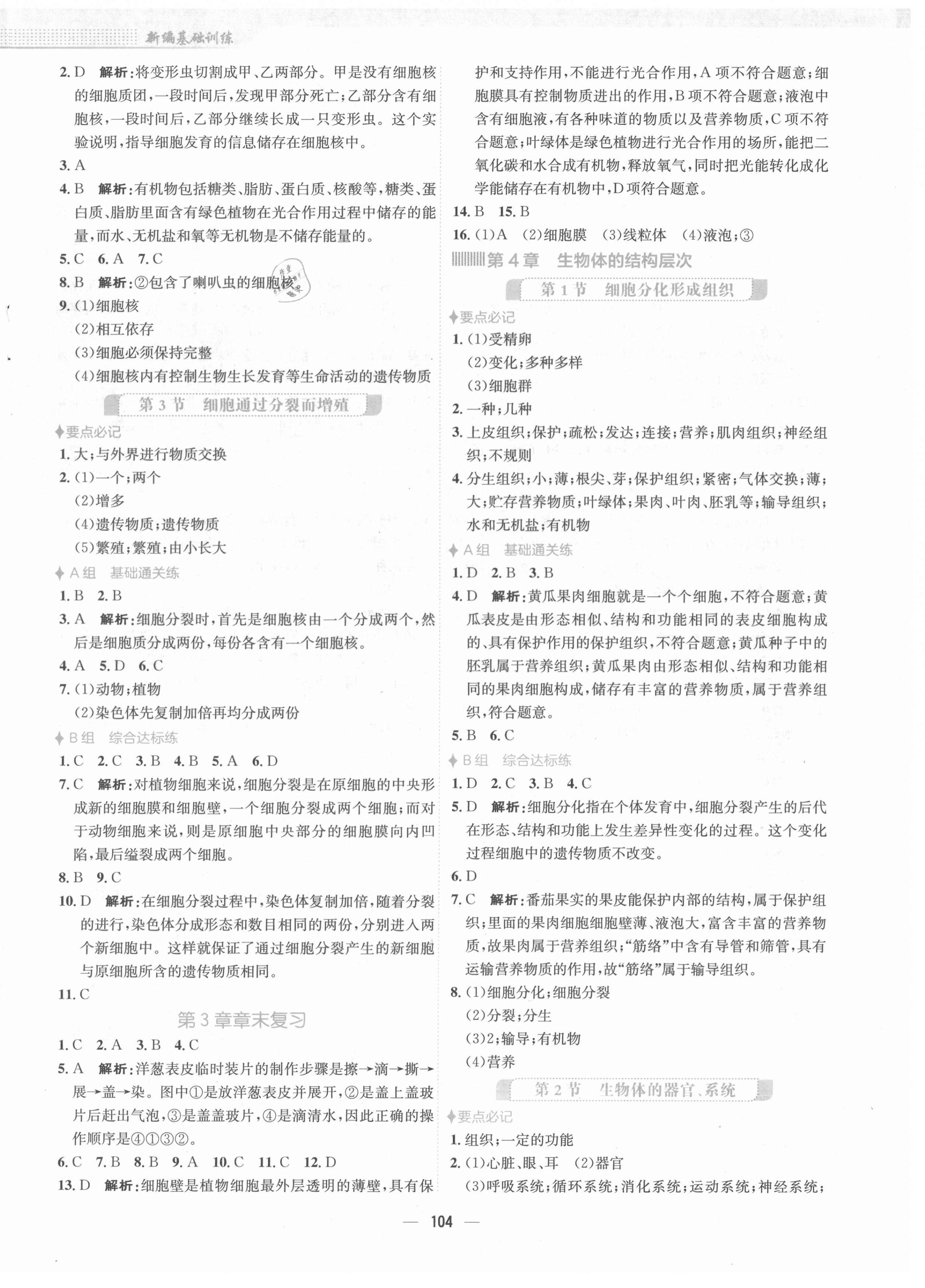 2021年新編基礎(chǔ)訓(xùn)練七年級(jí)生物上冊(cè)北師大版 第4頁(yè)