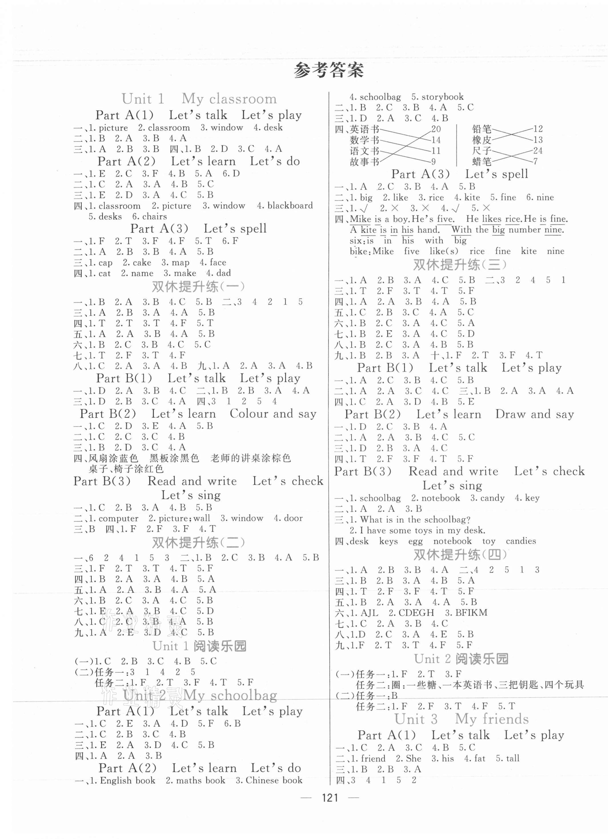 2021年亮點激活提優(yōu)天天練四年級英語上冊人教版 第1頁