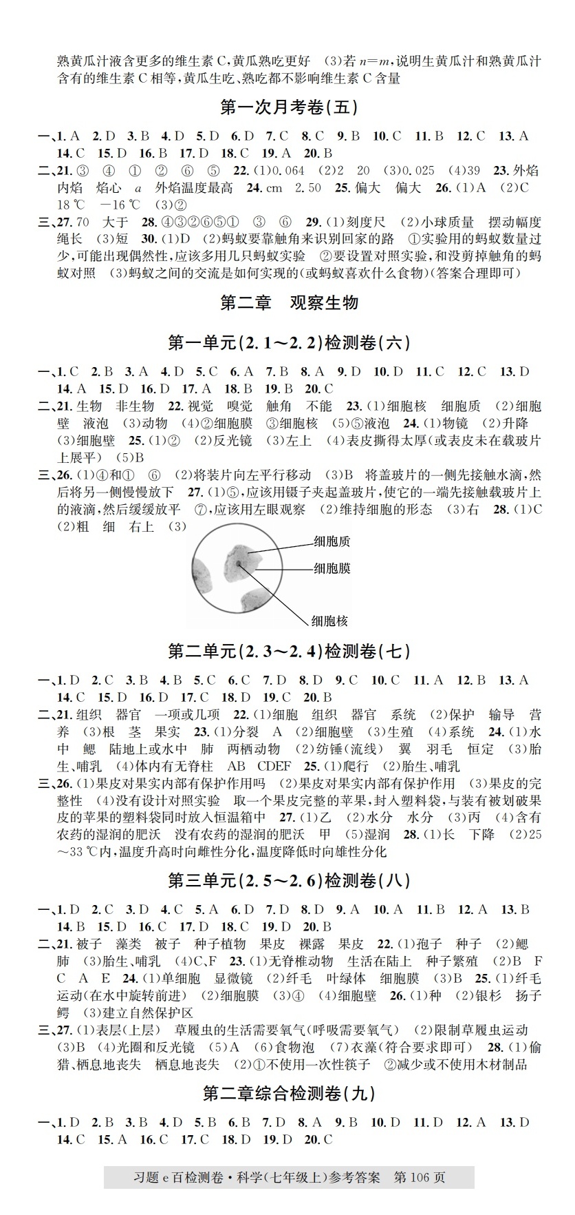 2021年習(xí)題e百檢測(cè)卷七年級(jí)科學(xué)上冊(cè)浙教版 第2頁(yè)