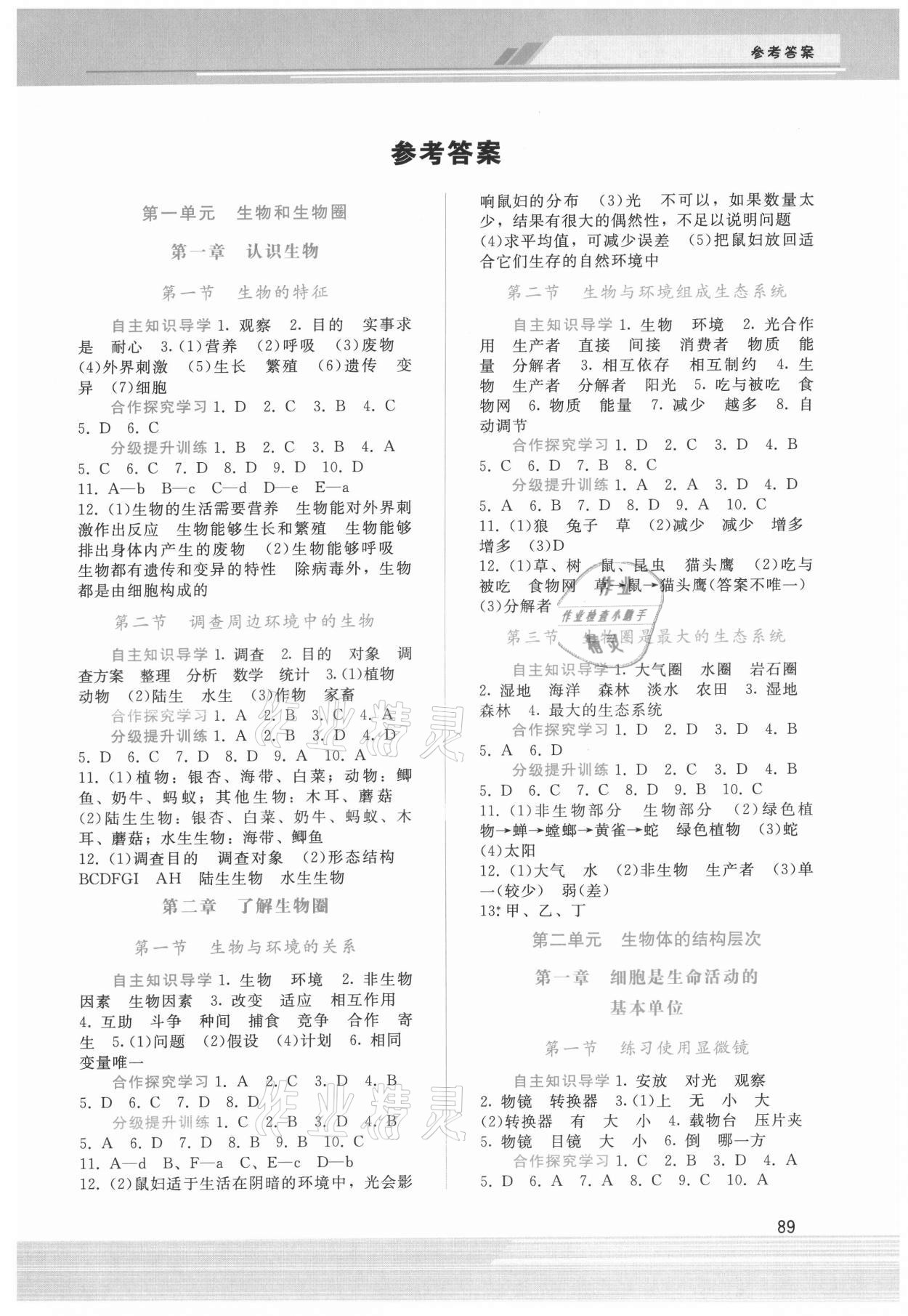 2021年新課程學(xué)習(xí)輔導(dǎo)七年級(jí)生物上冊(cè)人教版 第1頁(yè)