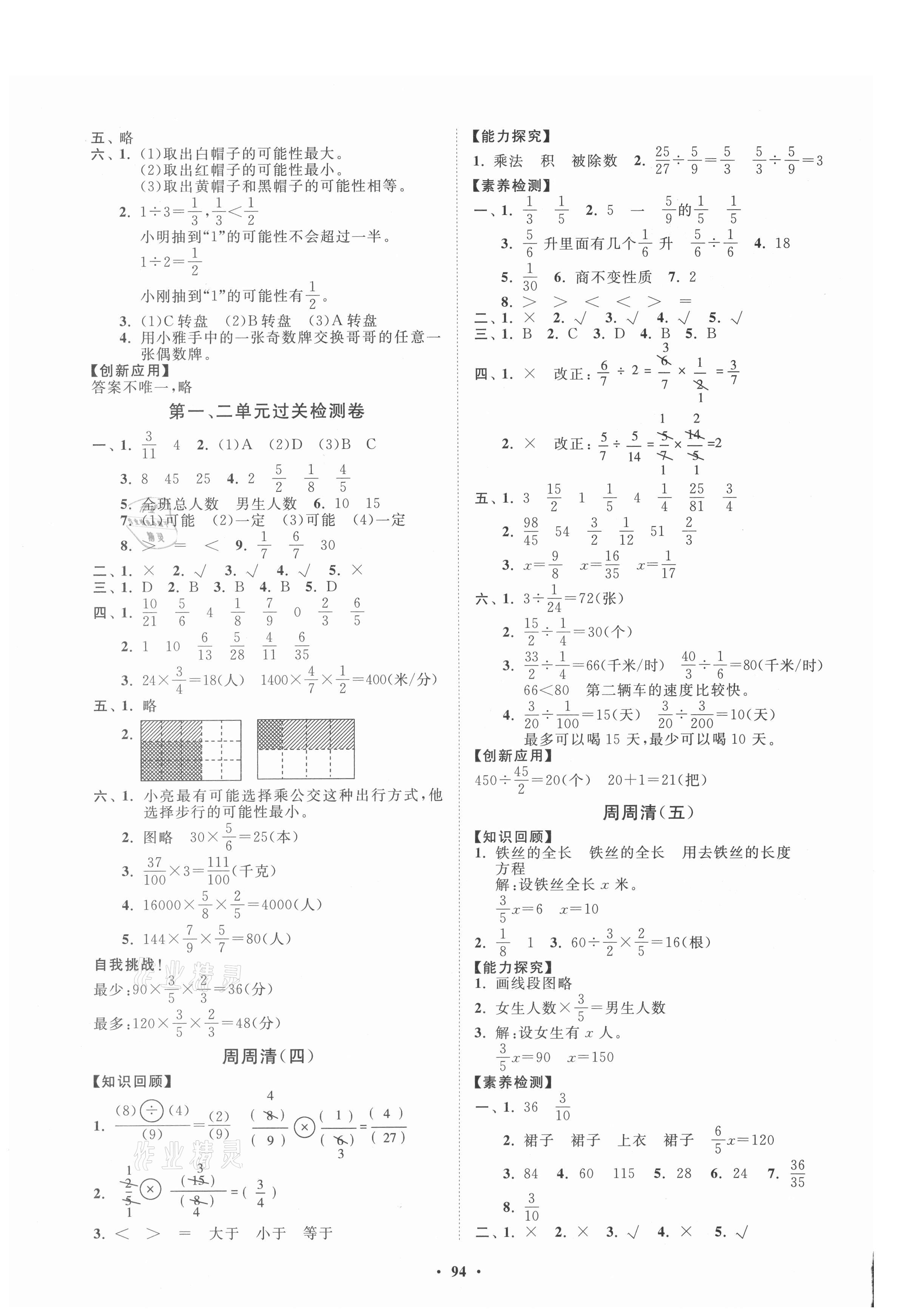 2021年小學(xué)同步練習(xí)冊(cè)分層卷六年級(jí)數(shù)學(xué)上冊(cè)青島版 第2頁(yè)