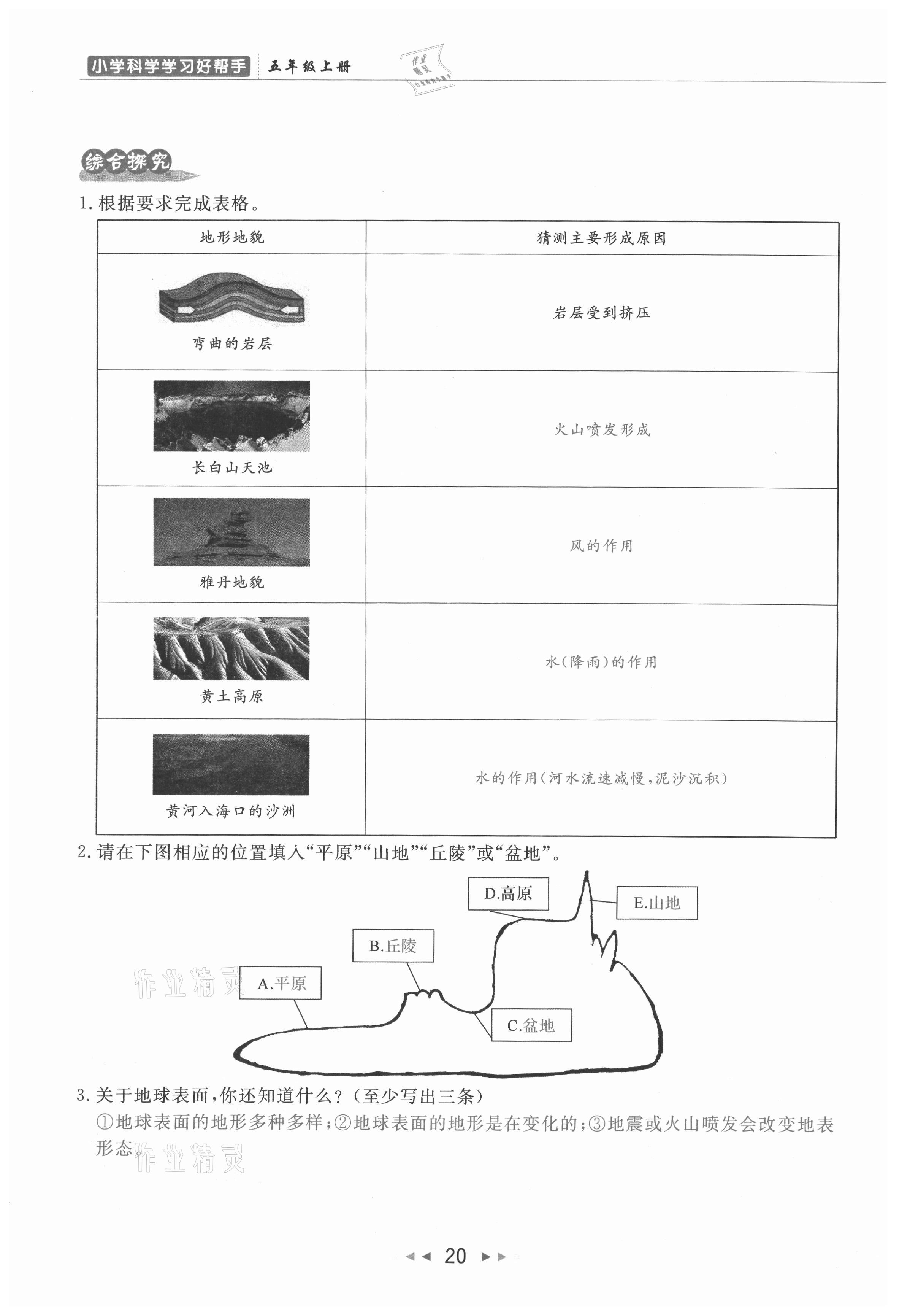 2021年小學學習好幫手五年級科學上冊教科版 參考答案第20頁